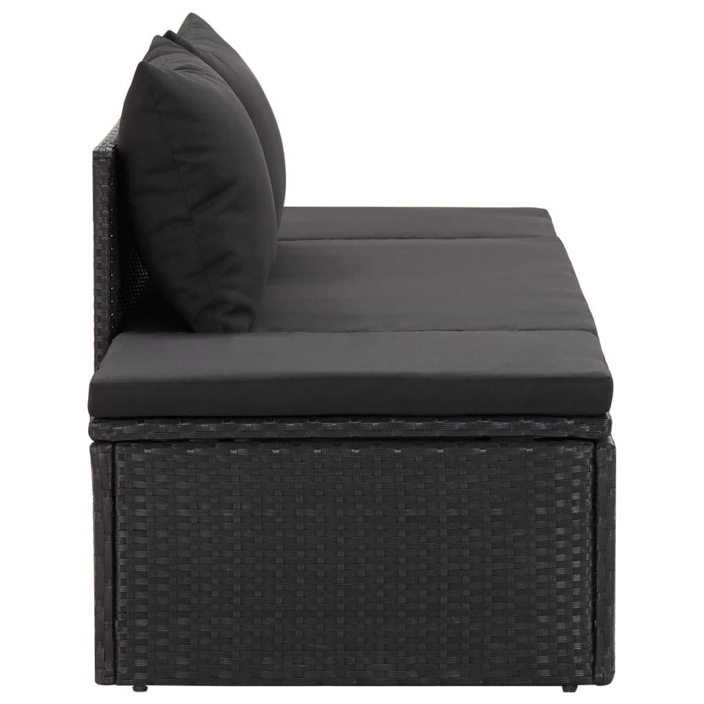 Outdoor Sun Bed with Cushions - Black Poly Rattan Chaise Lounge Sofa for Garden, Patio, Deck, Balcony & Beach | Perfect for Relaxing, Sunbathing & Lounging in Your Backyard or Vacation Home