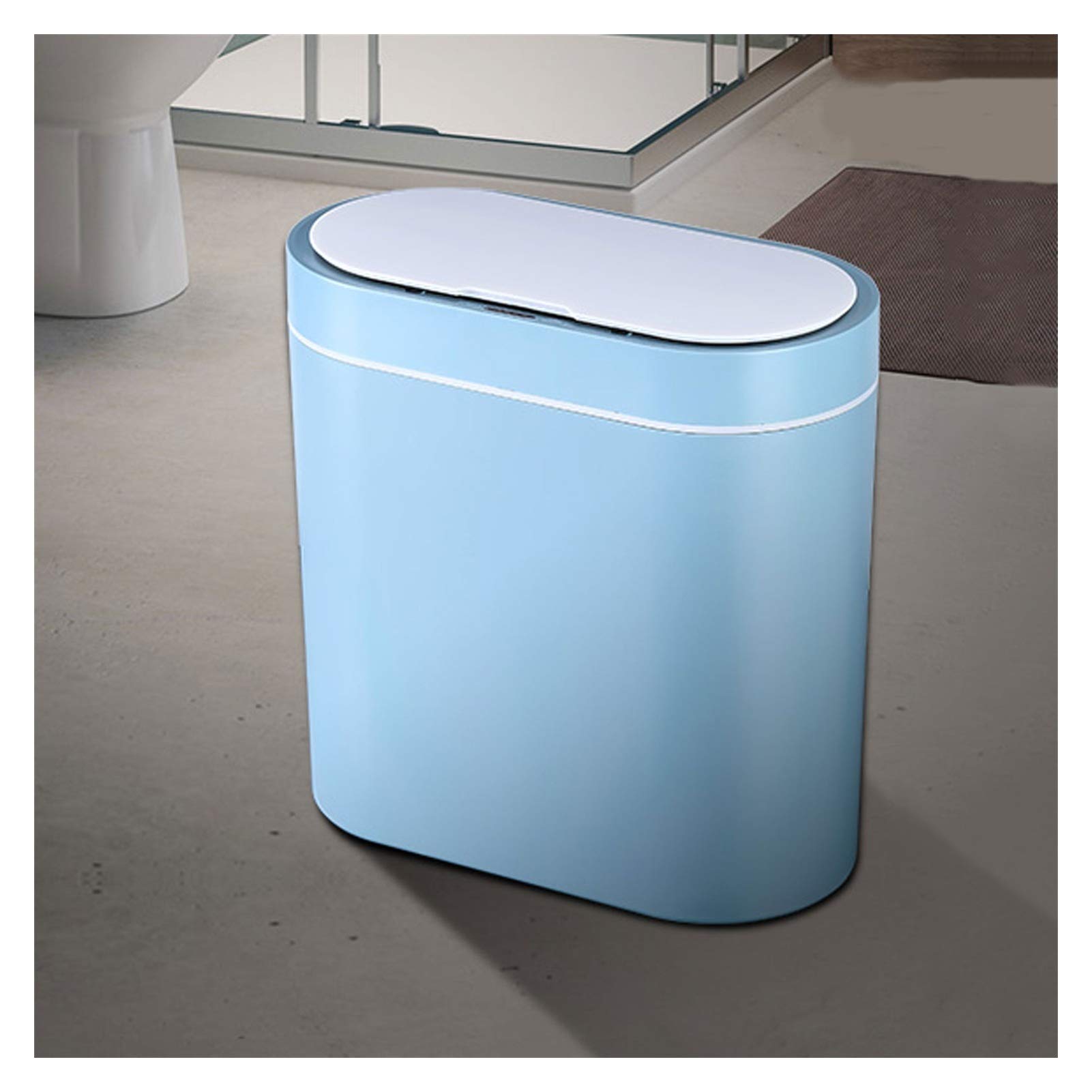Automatic Touchless Trash Can 2.1 Gallon - Rechargeable/Battery Operated, Waterproof Covered Kitchen & Bathroom Garbage Bin, Narrow Design (Blue) | Perfect for Small Spaces, Offices & Pet-Friendly Homes