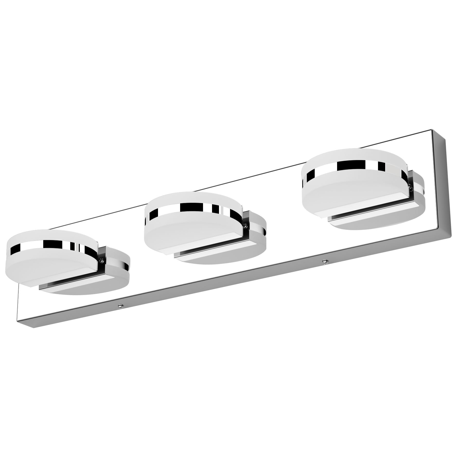 Aipsun 3-Light Dimmable Modern LED Vanity Light - Frosted White Acrylic & Chrome Bathroom Wall Sconce for Mirror Lighting (6000K White Light) - Perfect for Bathroom, Powder Room, and Dressing Area Illumination