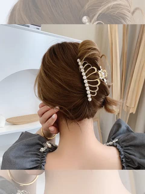 Samyak 2-Pack Rhinestone Pearl Tassel Hair Claw Clips for Women & Girls - Hair Clutcher Barrettes Set (Tassel-2p) - Perfect for Parties, Weddings & Everyday Hairstyles