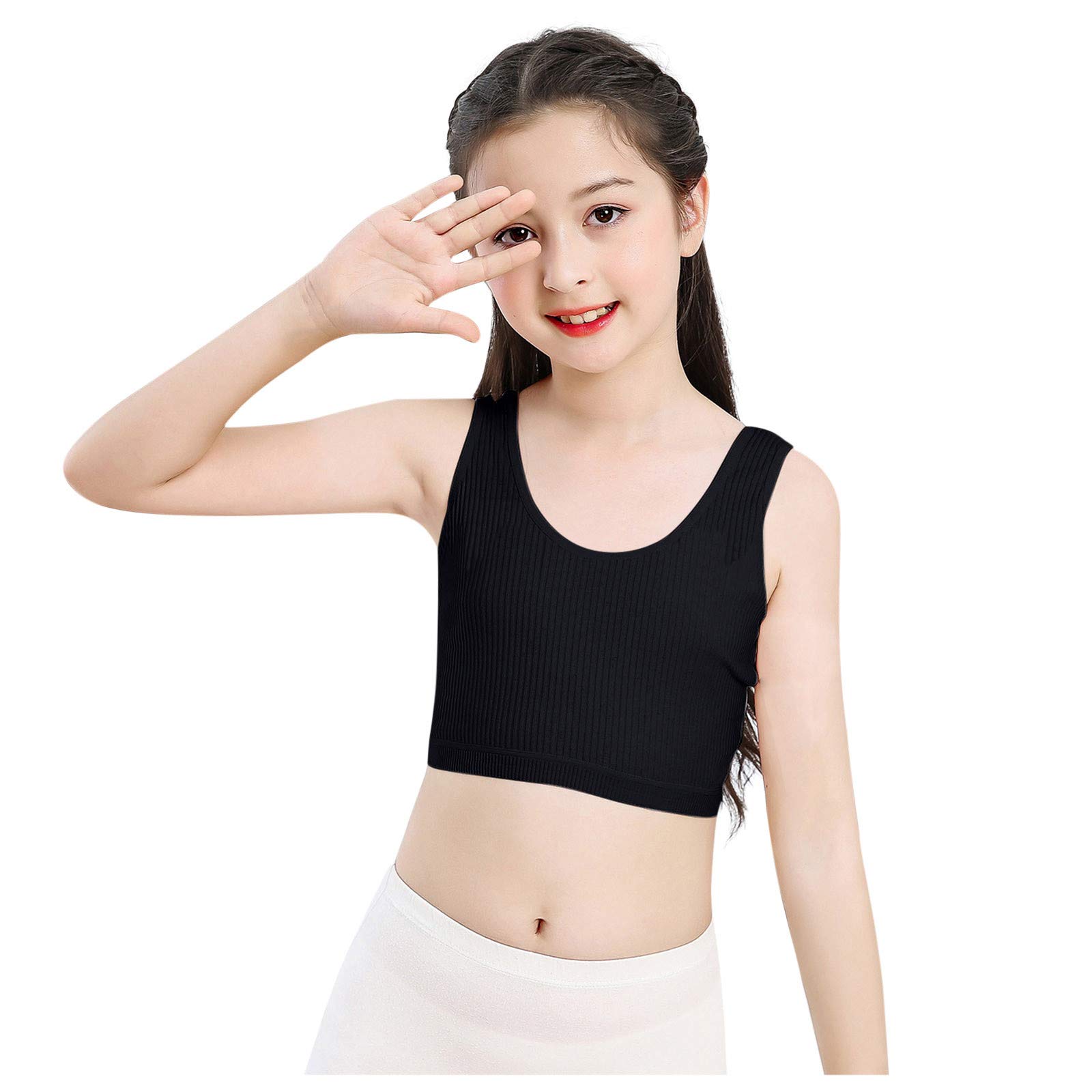 Girls' Cotton Built-up Stretch Sports Bra - Breathable Training Bras for Active Girls - Perfect for Yoga, Running, Gym Workouts & Everyday Comfort