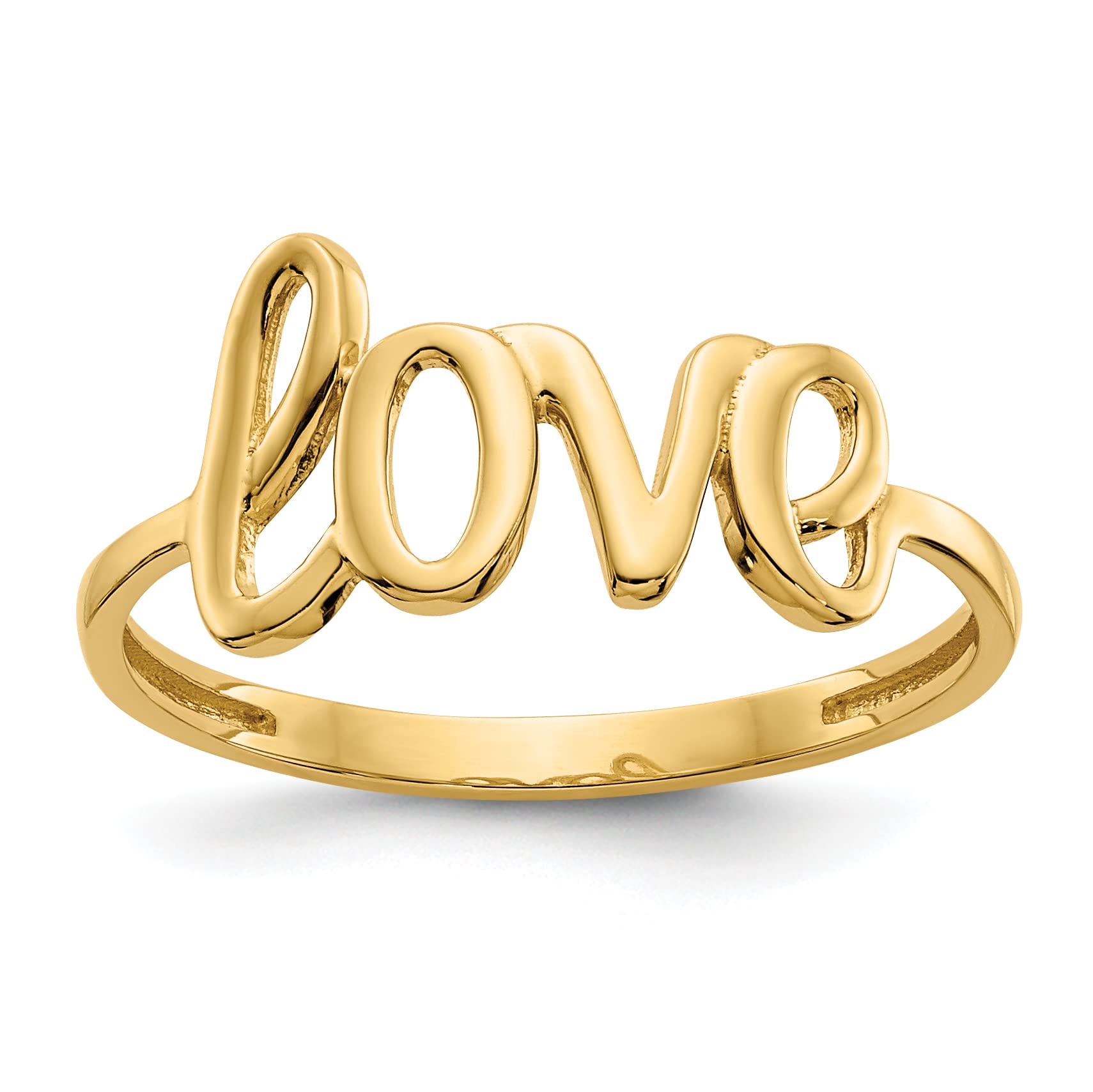 14K Solid Yellow Gold Polished Love Ring for Women - Elegant & Durable Wedding Band, Anniversary Gift, or Everyday Jewelry