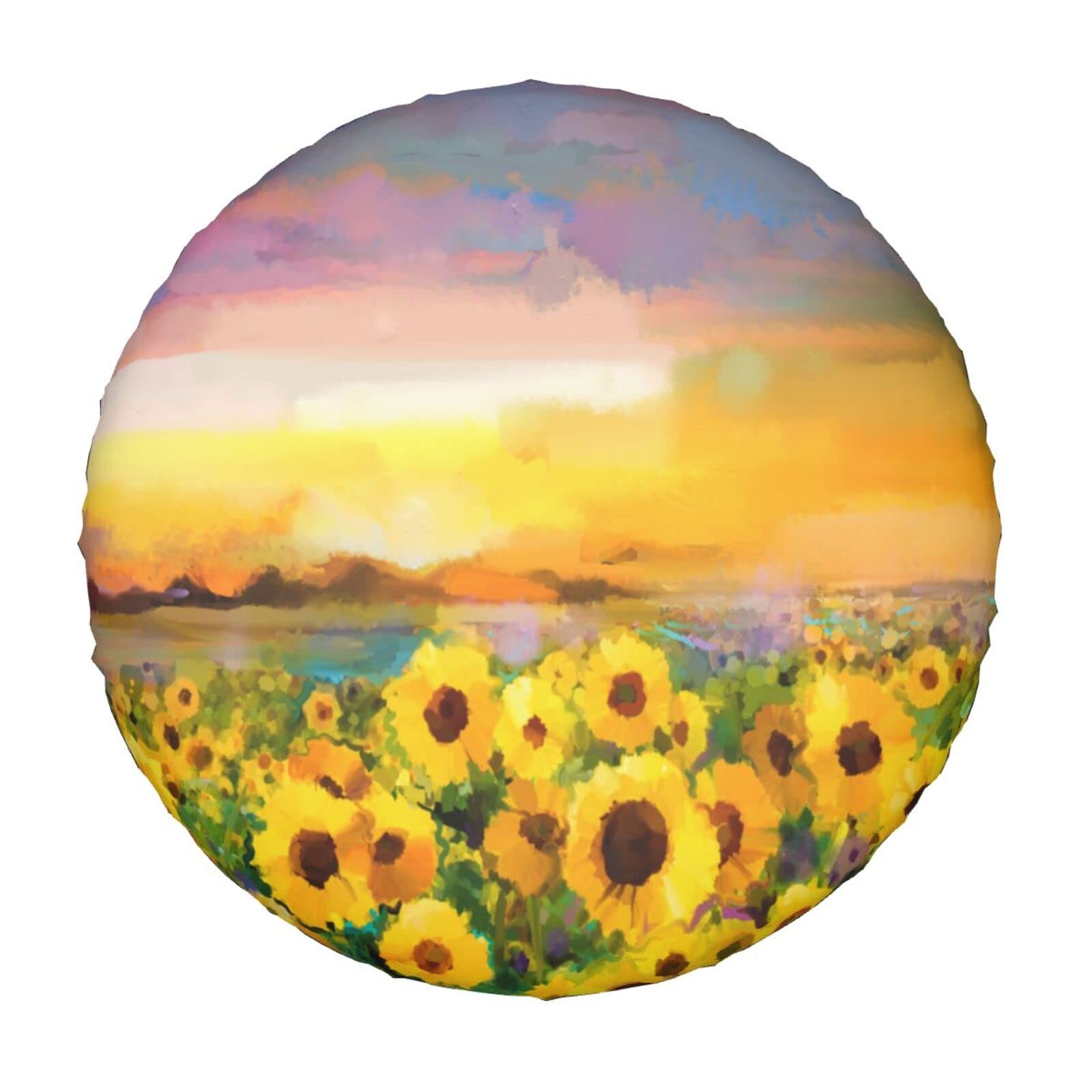14 Inch Oil Yellow Sunflower Spare Tire Cover - Dust-Proof Wheel Protector for Trailers, RVs, SUVs & Vehicles | Perfect for Outdoor Travel & Camping Protection