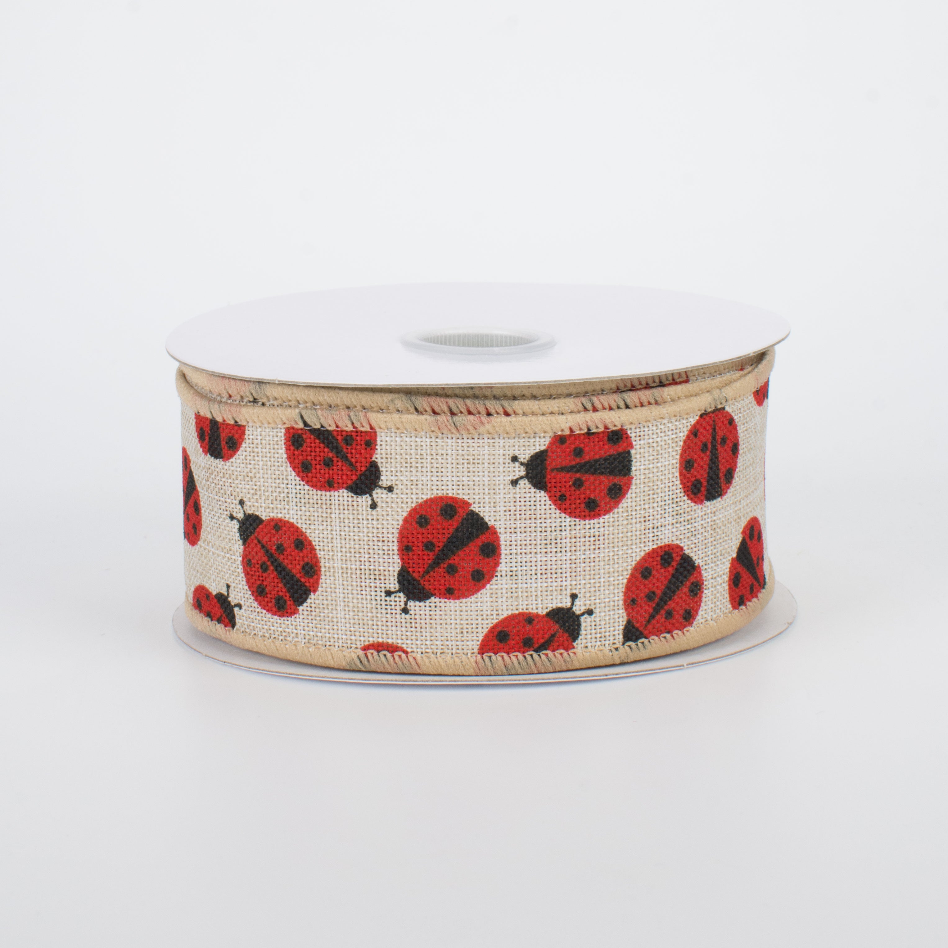 1.5 Inch Red Ladybugs Ribbon - Natural Cotton Fabric (10 Yards) for DIY Crafts, Gift Wrapping, and Home Decor