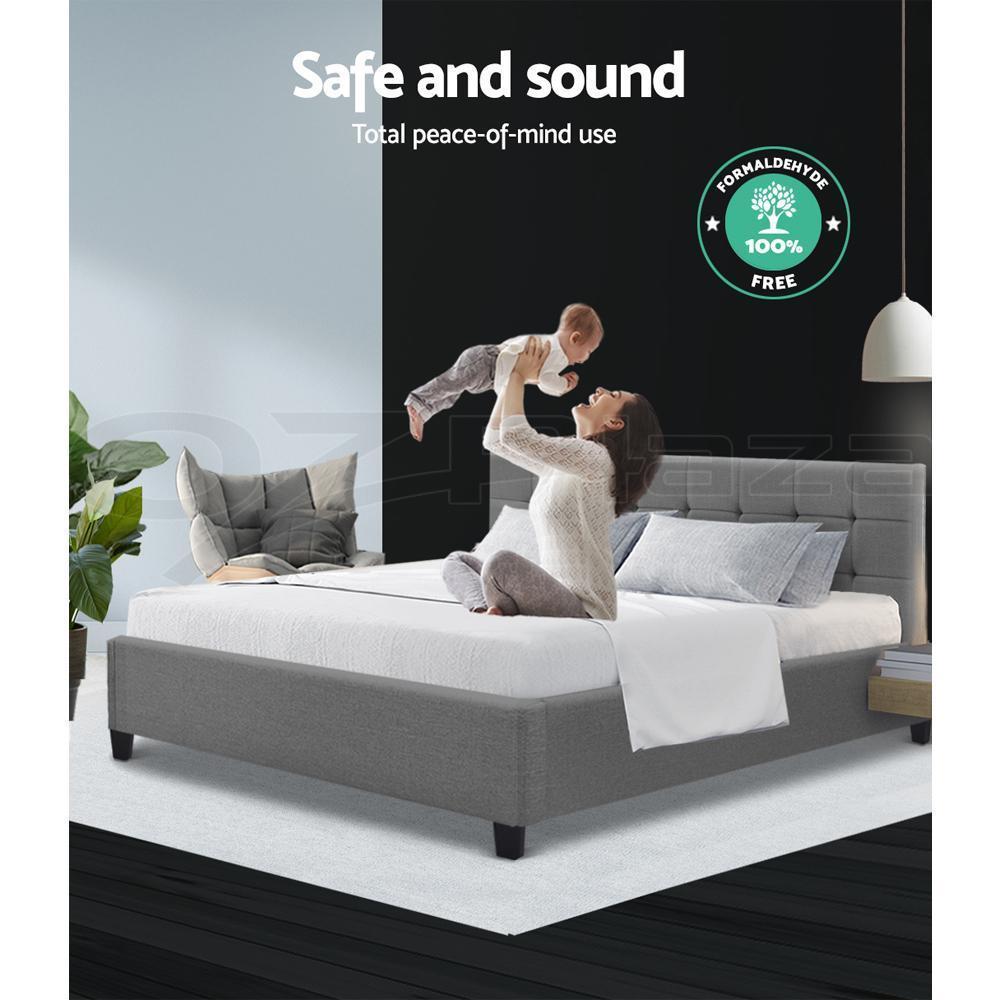Agnes Bed Grey & Normay Pillow Top Mattress - Medium Firm Queen Size | Premium Comfort for Side & Back Sleepers | Perfect for Guest Rooms & Master Bedrooms