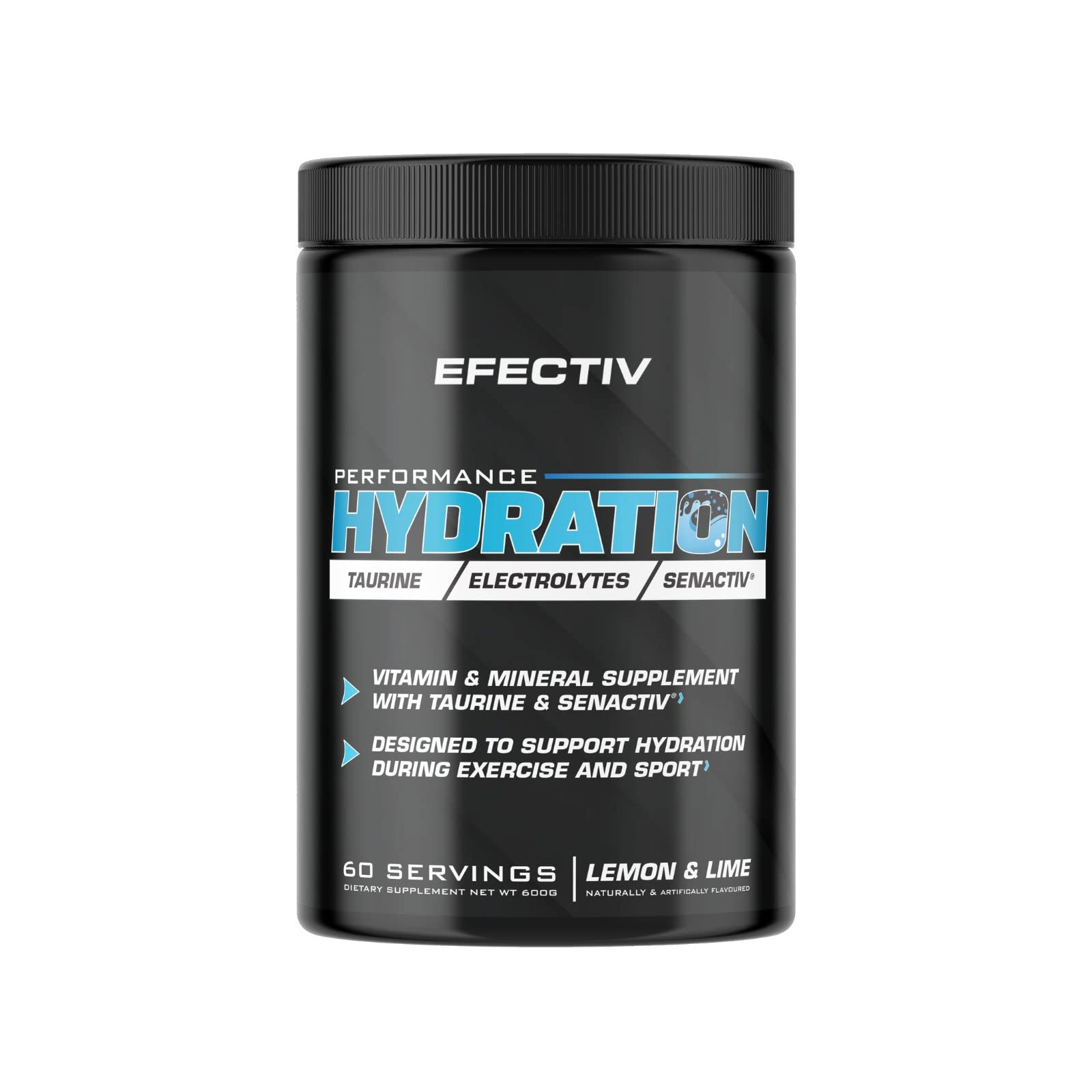 Efectiv Nutrition Performance Hydration Powder 600g - Lemon Lime Flavor | Electrolyte Drink Mix for Athletes, Workout Recovery & Outdoor Activities