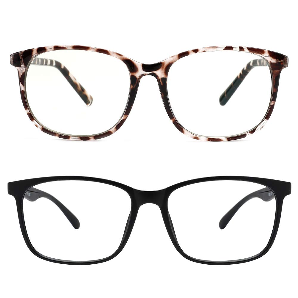 Cyxus 2 Pack Blue Light Blocking Glasses for Women & Men - Retro Square Computer Glasses with Anti-UV & Eye Strain Relief - Perfect for Gaming, Office Work & Screen Time
