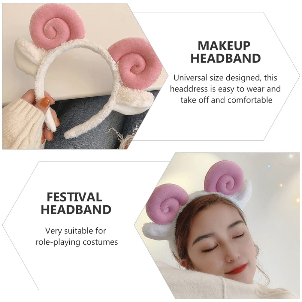 VALICLUD 2 Pack Soft Plush Sheep Ears Headband - Cute Lamb Ear Hair Band for Women & Girls (Pink) - Perfect for Makeup, Shower, Face Washing, Cosplay & Everyday Use