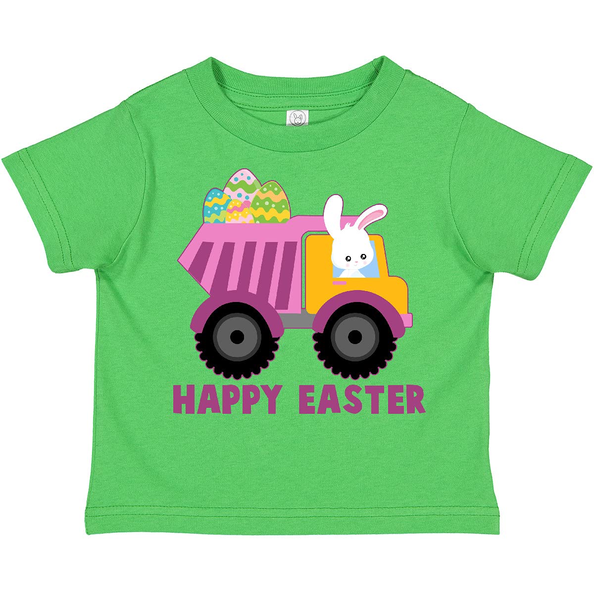 Inktastic Happy Easter Bunny Delivering Easter Eggs Toddler T-Shirt - Cute Easter Outfit for Kids, Boys & Girls - Perfect for Easter Egg Hunts, Family Photos & Spring Celebrations