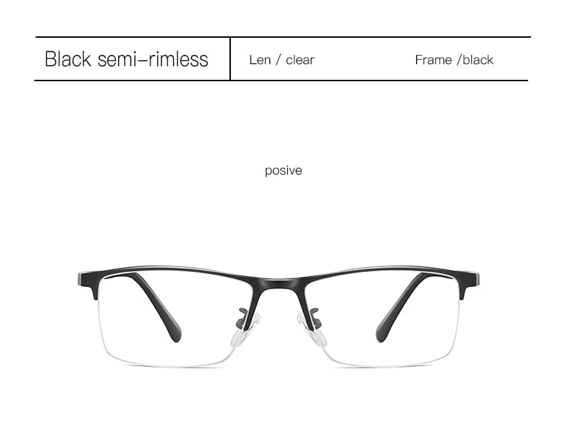 Aidien Men's Custom Lens Semi-Rimless Alloy Frame Eyeglasses AR5055 - Lightweight & Durable Glasses for Work, Reading & Everyday Use