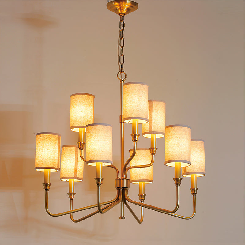 Modern Cylinder Fabric Chandelier - Elegant Ceiling Light Fixture for Living Room, Bedroom & Dining Room - Perfect for Home Decor & Interior Design