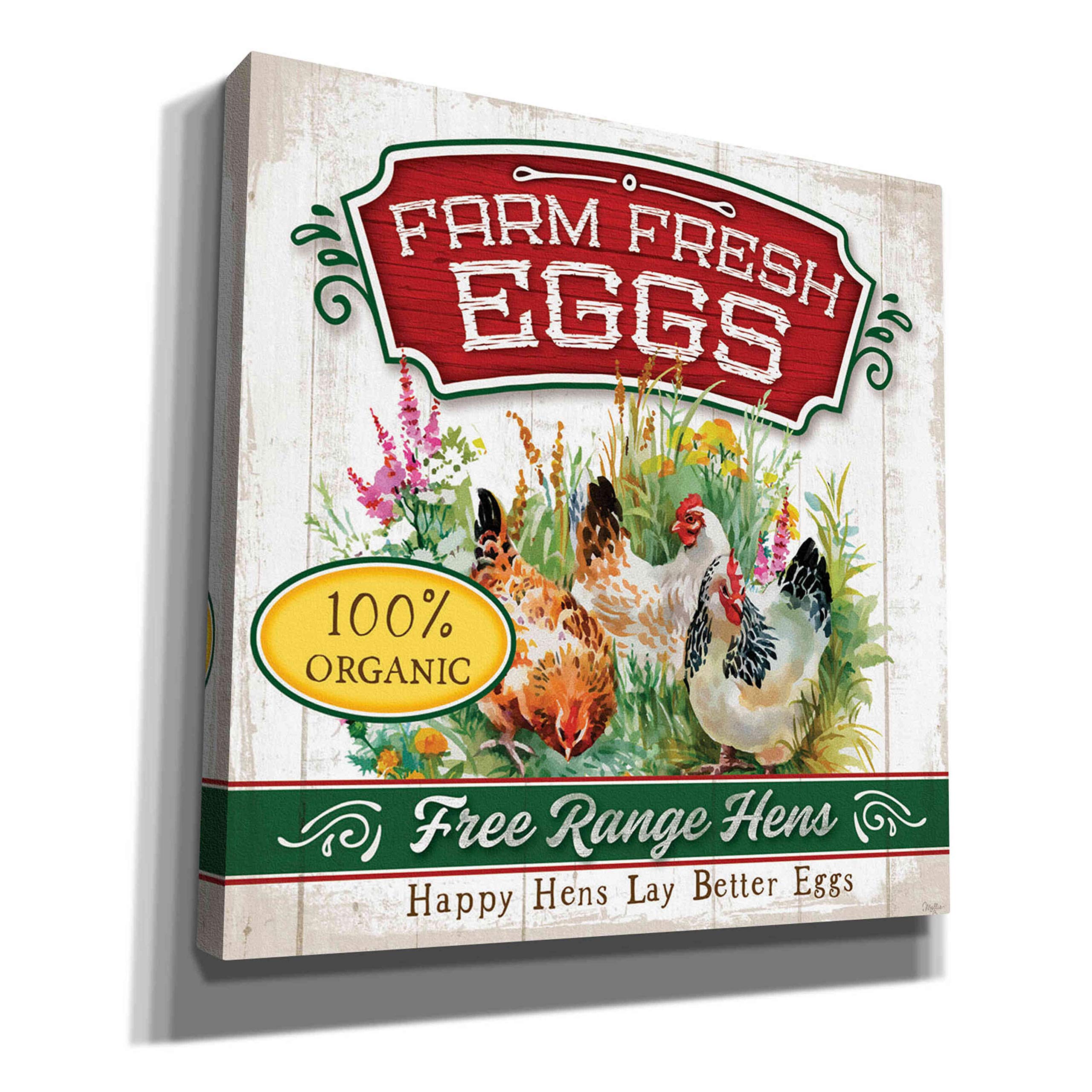 Epic Graffiti 'Fresh Eggs' by Mollie B - 26x26 Inch Modern Canvas Wall Art for Living Room, Bedroom & Office Decor - Vibrant Urban Home Decor