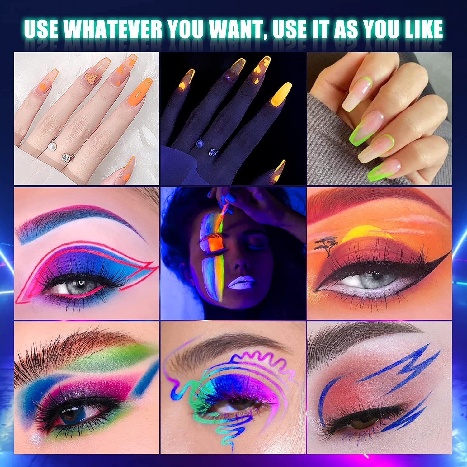 12 Color Pigment Nail Powder Set - Vibrant Fluorescent Nail Art & Eye Makeup Pigments for Professional Salon & DIY Manicure