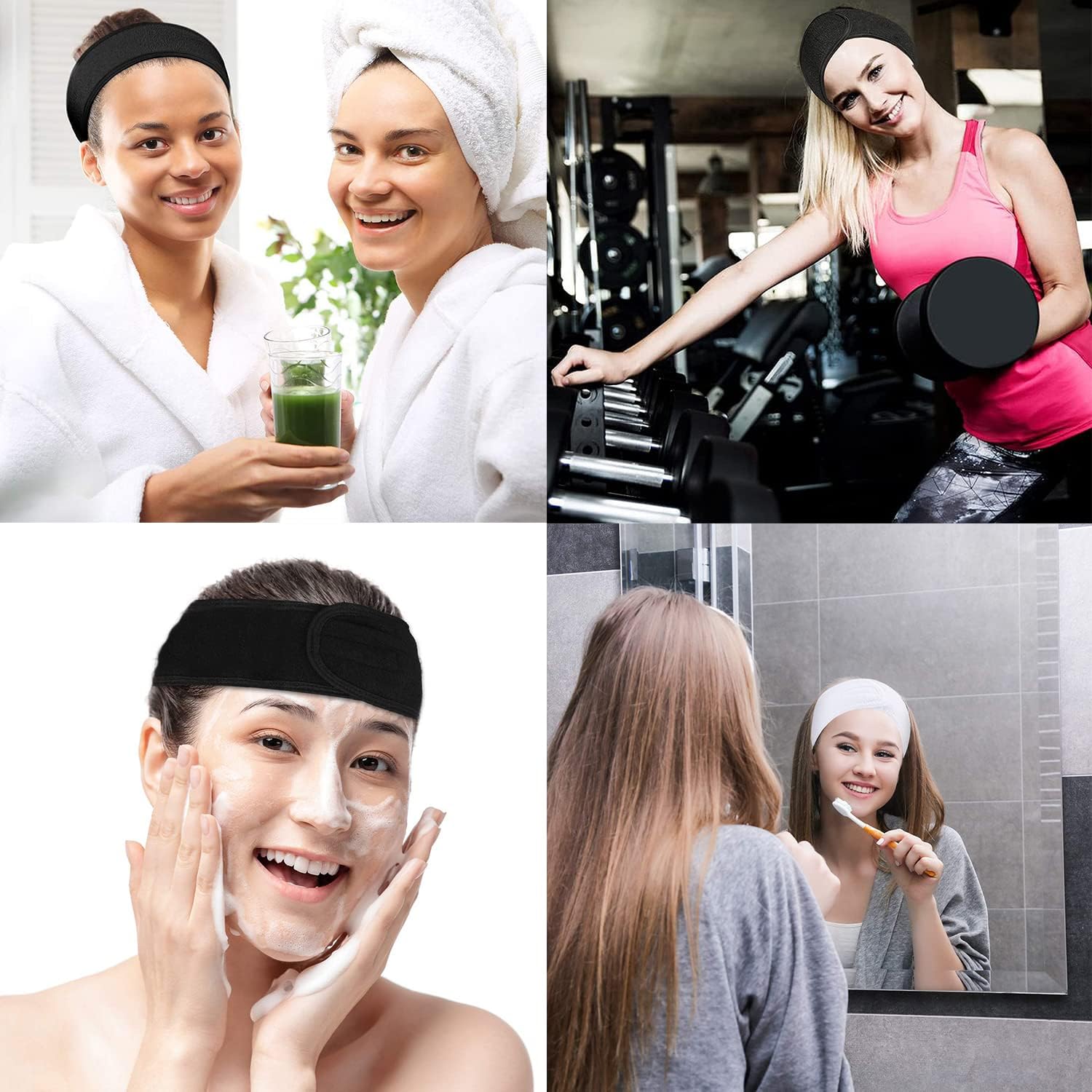 ZAUKY 2PC Soft Spa Headbands for Facial Care, Makeup & Skincare - Includes 1PC Bleach Brush (Combo Pack) - Perfect for Salon, Spa & Home Beauty Routines