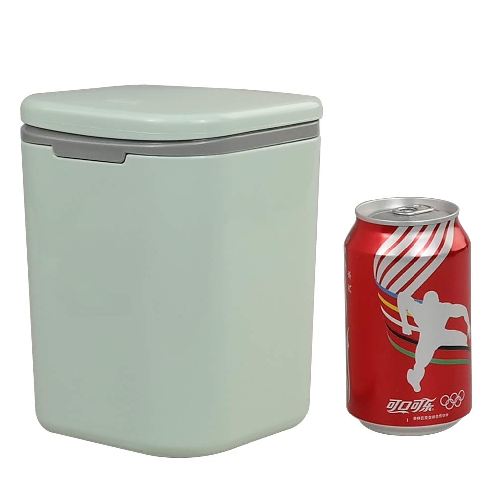 Compact 0.5 Gallon Push-Button Trash Can for Kitchen Countertop - Space-Saving Small Waste Bin with Lid, Perfect for Bathroom, Office, or Dorm Room (Green)
