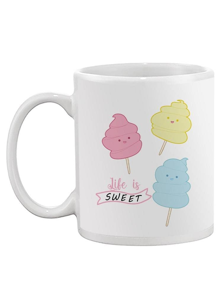 Life Is Sweet Candy Mug - Fun & Colorful Coffee Cup for Hot Drinks - Perfect for Gifts, Office Use & Cozy Mornings at Home