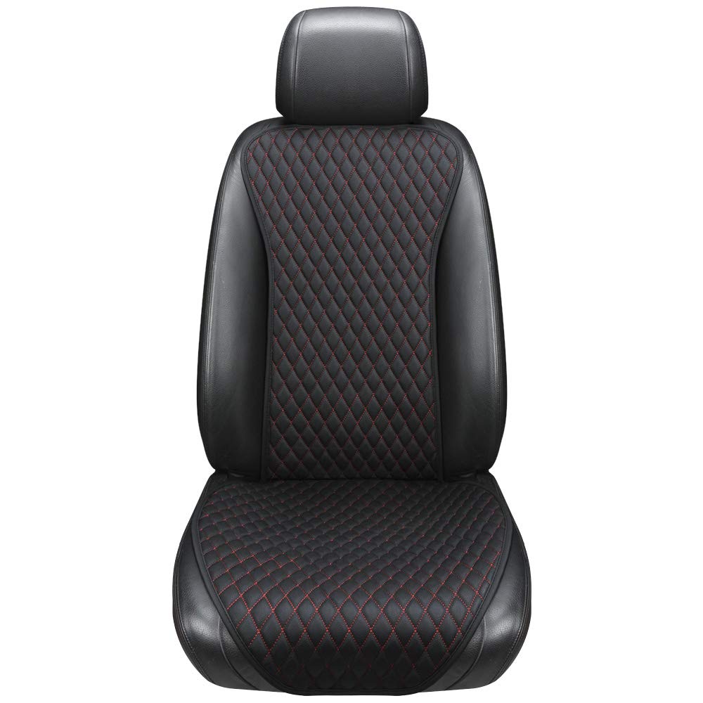 Universal PU Leather Car Seat Protector Cover - Non-Slip, Easy Clean, Fits Most Vehicles (Black & Red) | Perfect for Pets, Kids & Daily Commute