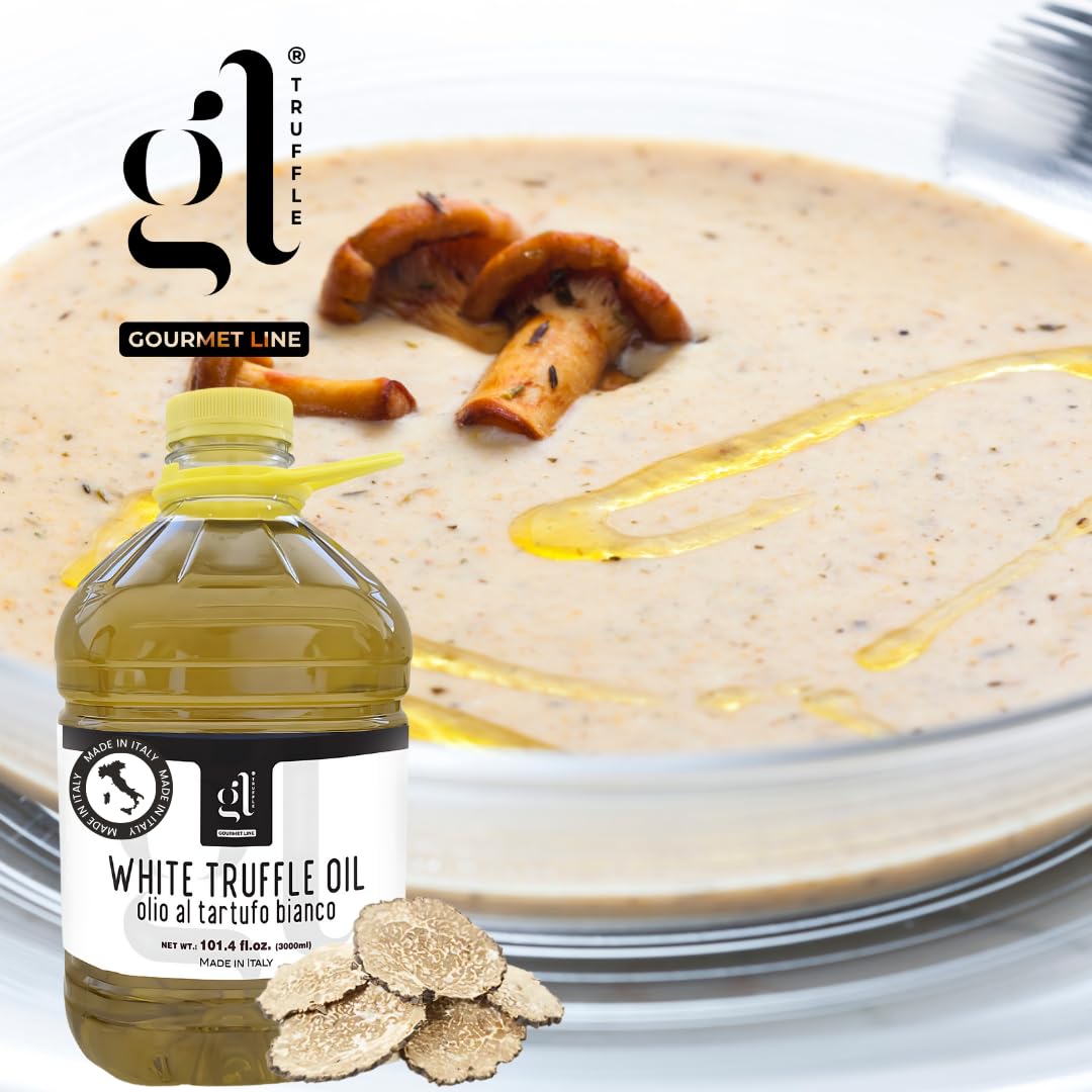 Premium White Truffle Oil 3 Liters (97 fl.oz) - Non-GMO, Italian-Made Gourmet Truffle Oil for Restaurants & Catering | Perfect for Pasta, Risotto & Gourmet Dishes