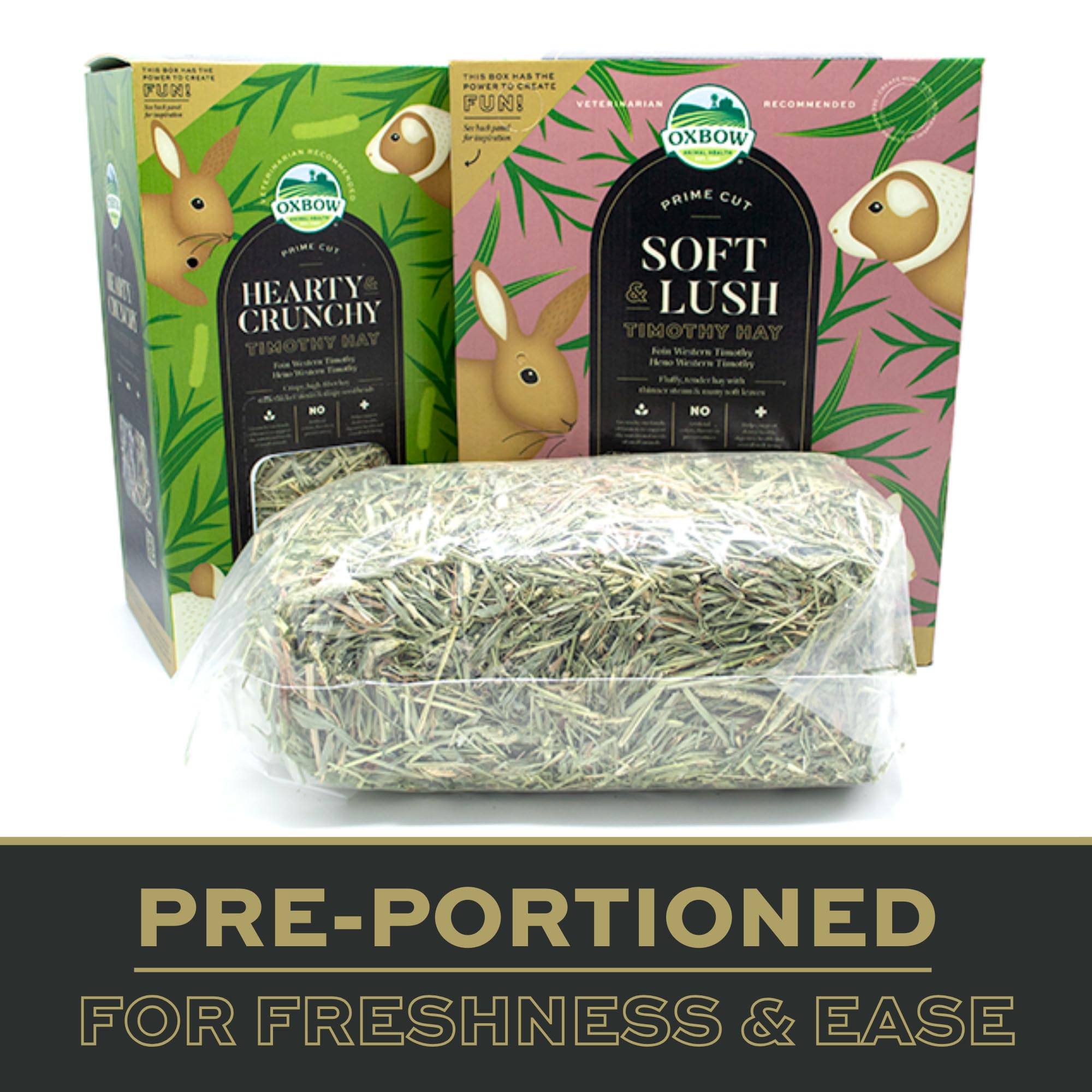 Premium Oxbow Timothy Hay for Rabbits, Guinea Pigs & Chinchillas - High Fiber Rabbit Food for Dental Health - Soft & Lush Prime Cut (40oz) - Perfect for Daily Feeding & Small Pet Nutrition
