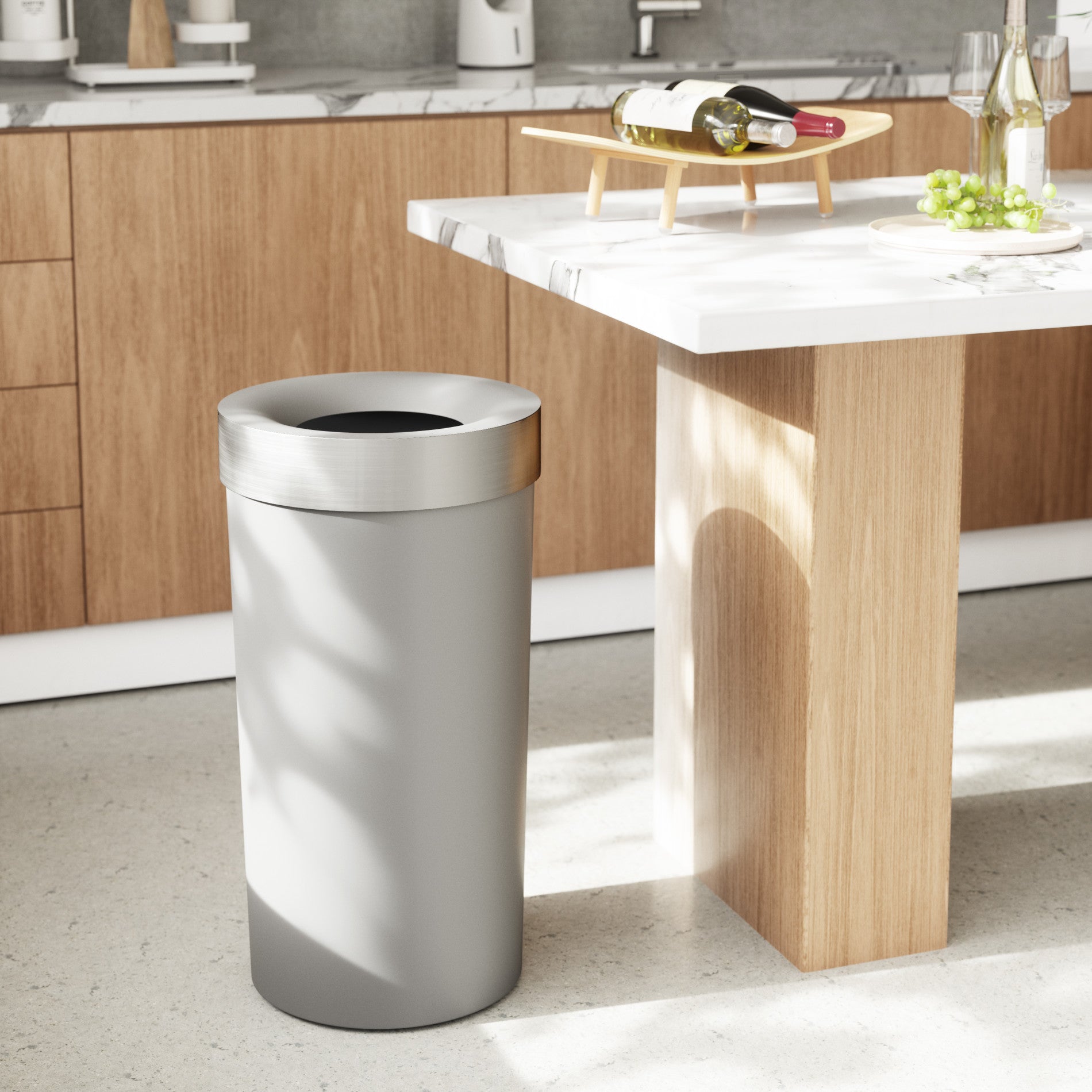 Vento 13 Gallon Stainless Steel Trash Can with Lid - Odor Control Kitchen Garbage Bin for Home, Office, and Restaurant Use