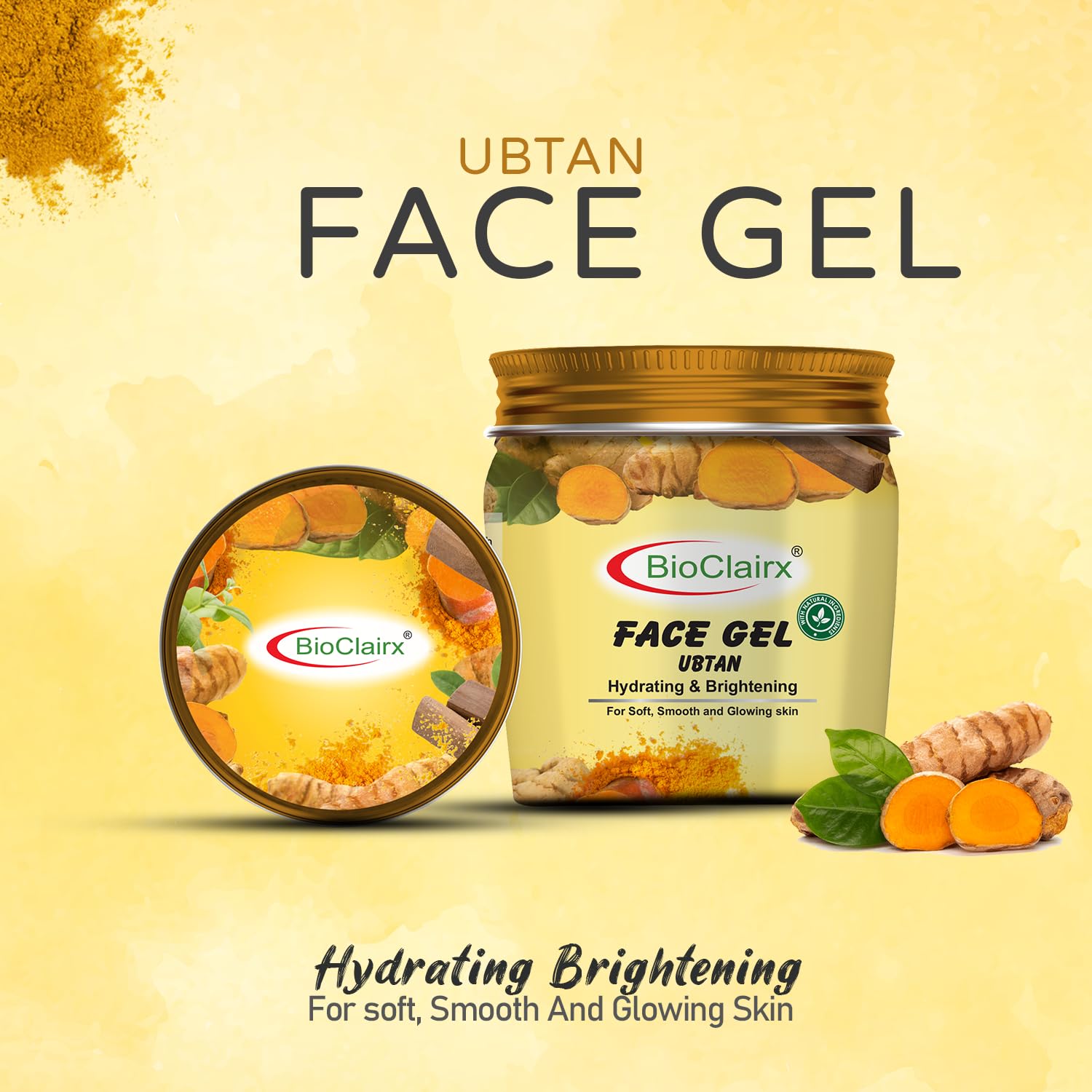 BioClairx Hydrating & Brightening Face Gel for Men & Women | Ubtan Natural Skincare | Daily Moisturizer for Glowing Skin | Perfect for Dry & Dull Skin Care Routine
