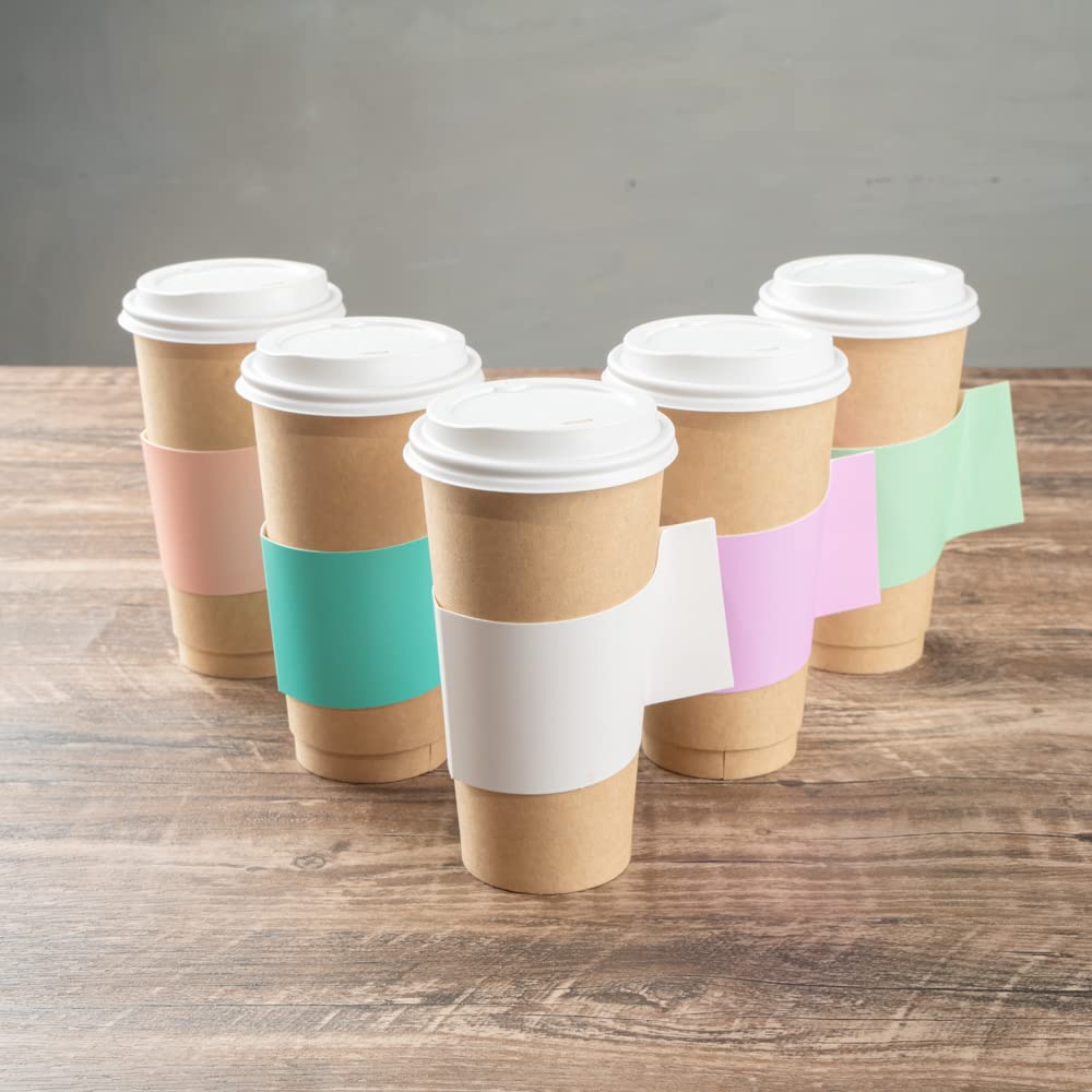 Restpresso Disposable Hot Coffee Sleeves with Handle - 1000 Pack White Paper Cup Jackets for 12oz, 16oz & 20oz Cups (Cups Sold Separately) - Perfect for Coffee Shops, Cafes & Takeout Restaurants