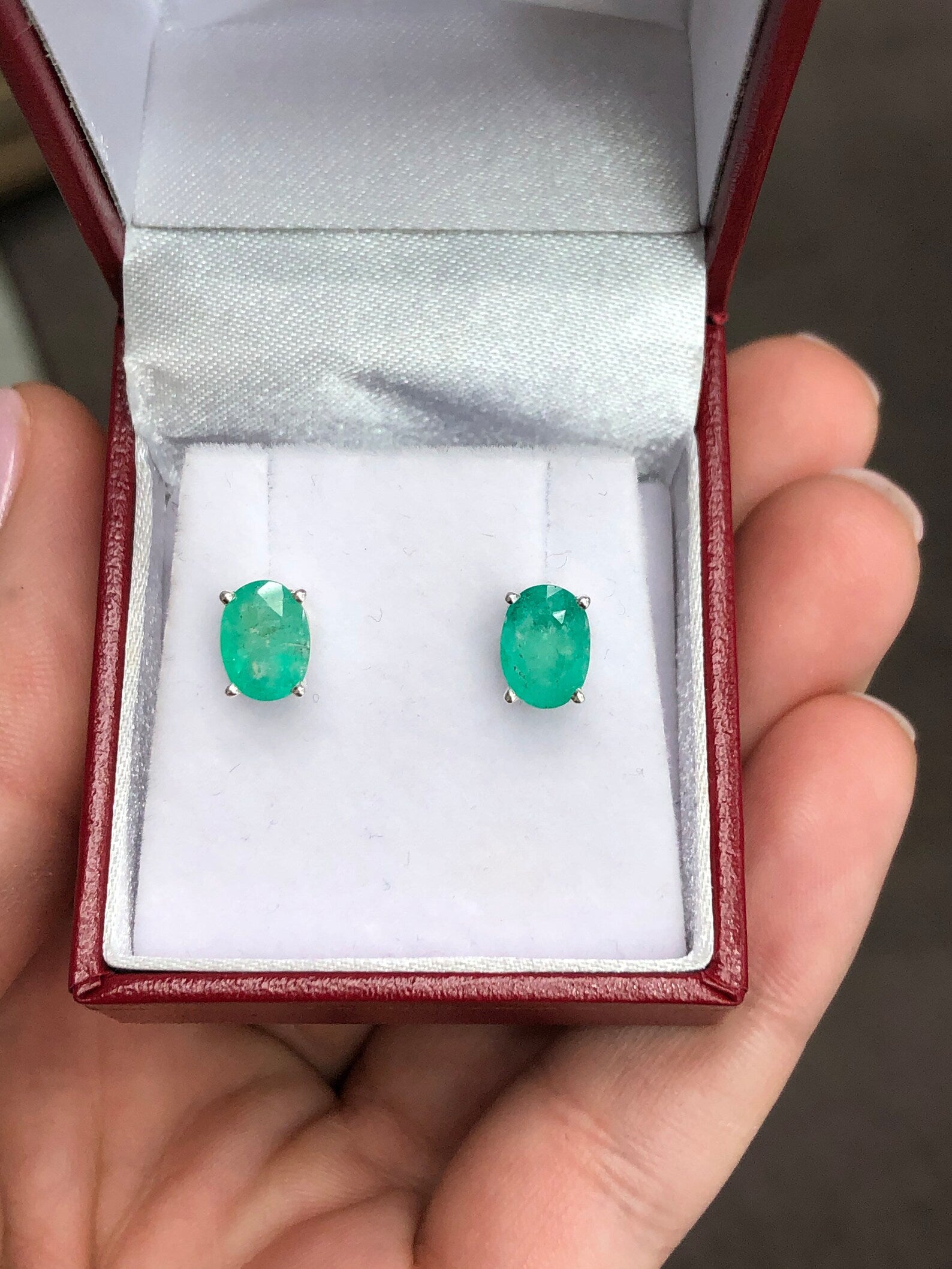 2.28tcw Natural Emerald Oval Cut May Birthstone Stud Earrings for Women - Perfect Gift for Mother's Day, Anniversary & Special Occasions