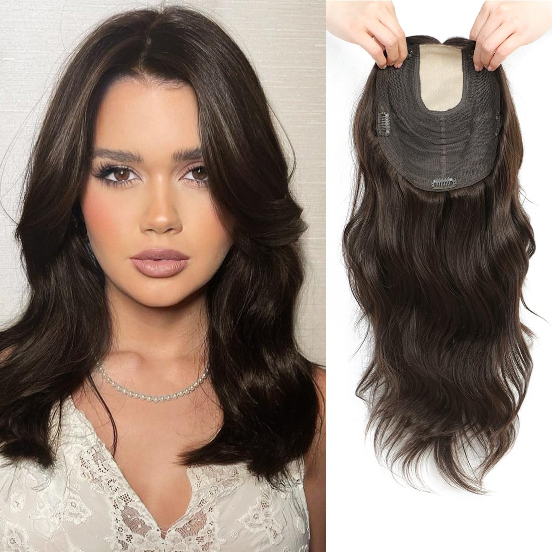 PANEWAY 14-inch Wavy Human Hair Topper with 9x9 Skin Scalp - Natural Looking Hair Piece for Women with Thinning Hair or Hair Loss | Perfect for Daily Wear, Special Occasions & Styling