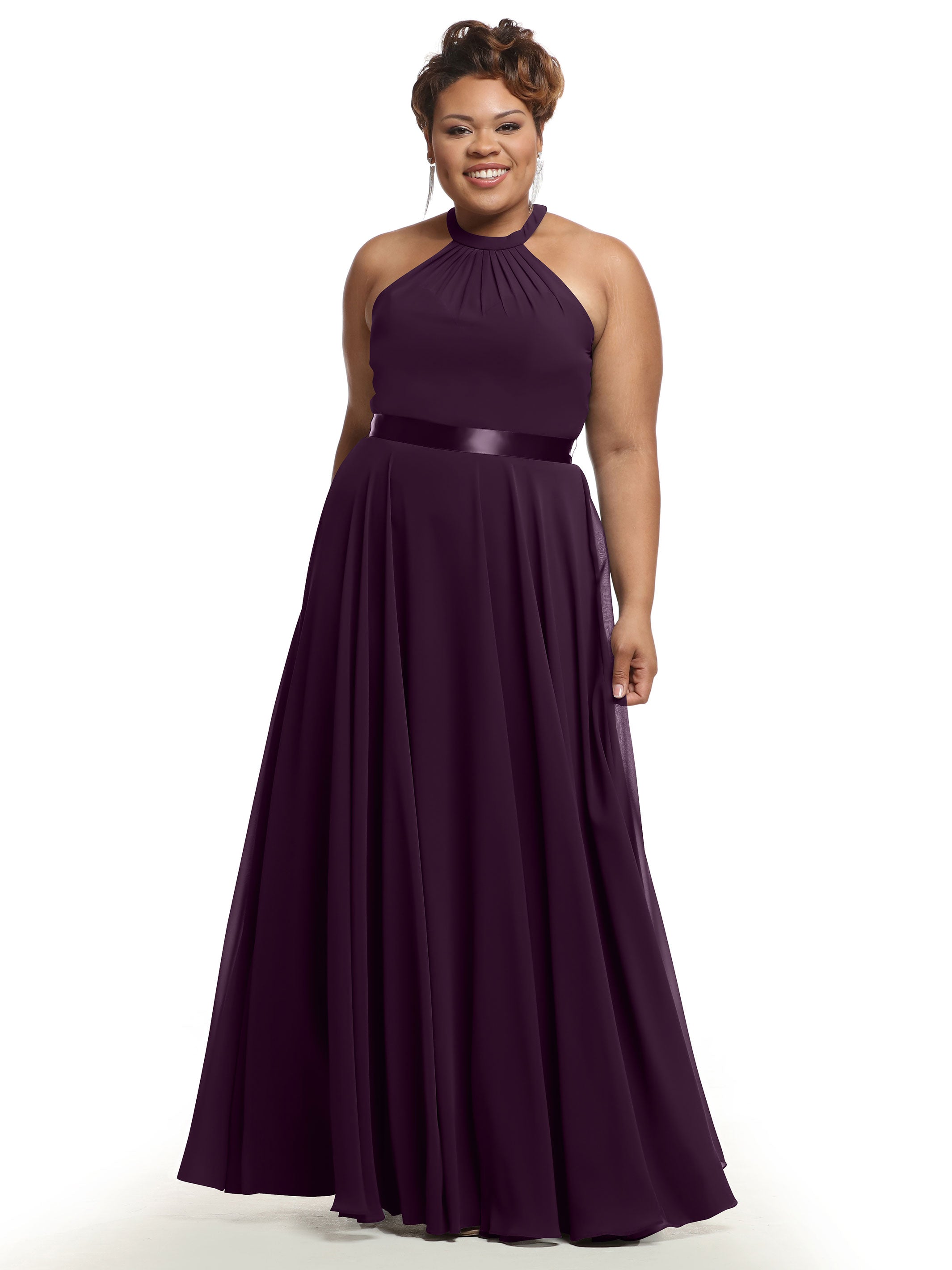 Elegant A-Line Chiffon Bridesmaid Dress with Halter Neckline - Perfect for Weddings, Formal Events & Special Occasions