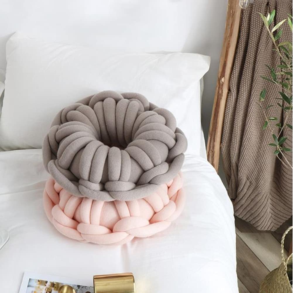 Round Donut Pillow - Braided Weave Throw Pillow for Bed & Sofa, Soft Plush Knot Cushion, Decorative Home Accent - Perfect for Living Room, Nursery, or Office Decor