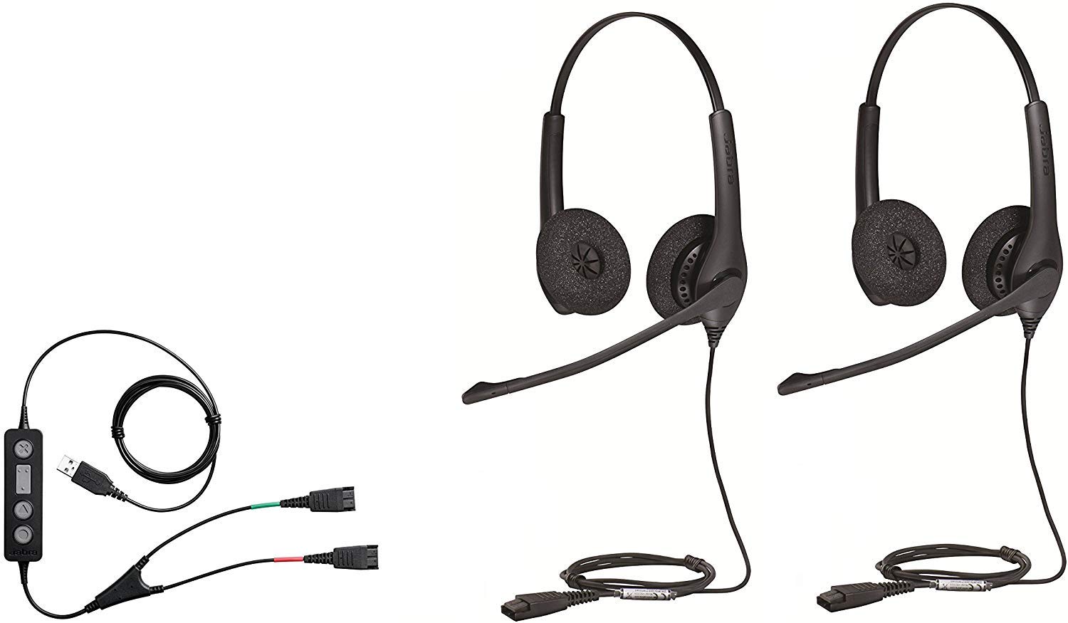 Headset World USA™ USB Training Supervisory Bundle - 2 Biz 1500 Duo QD Headsets with USB Cable for Call Centers & Remote Work | PC & Softphone Compatible