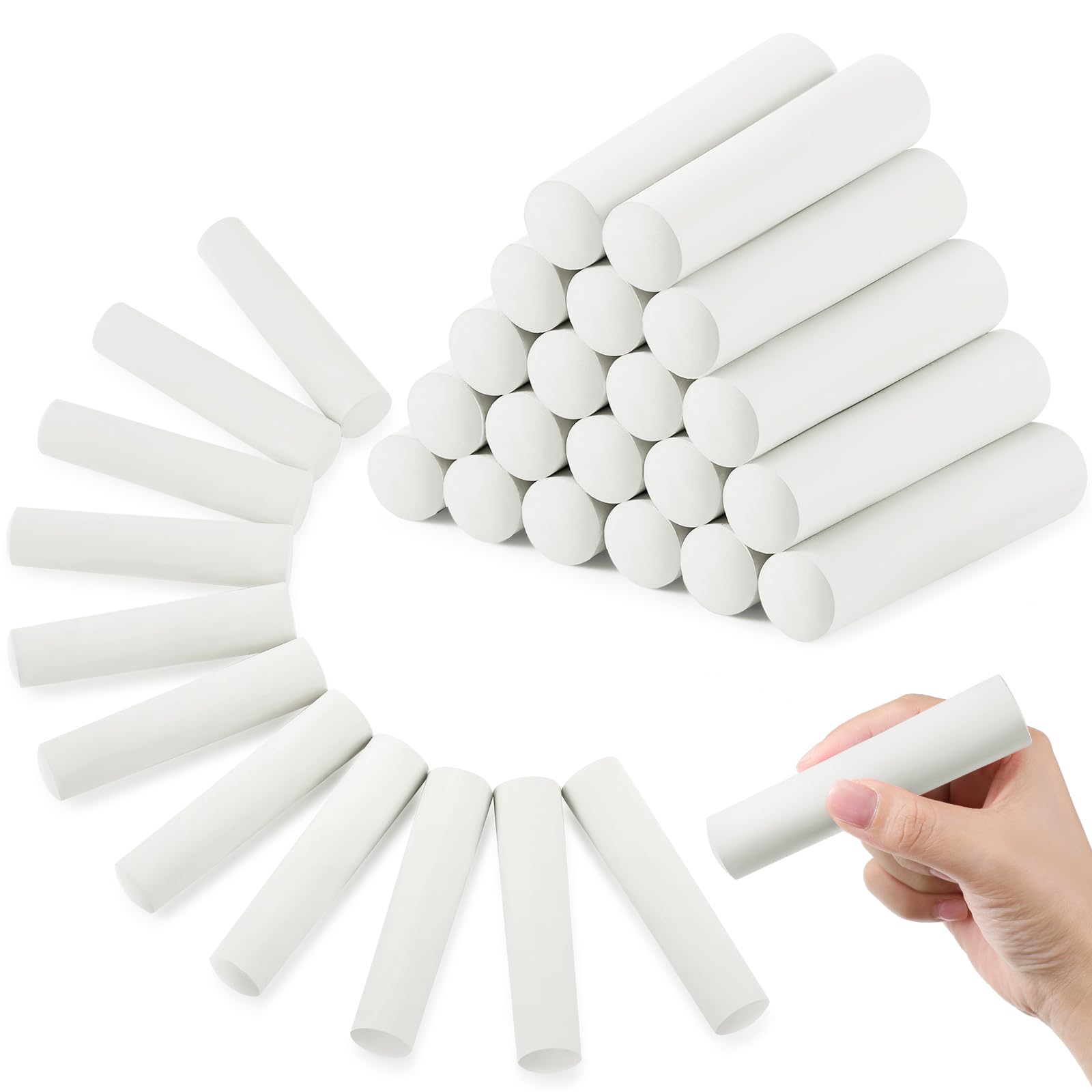Fulmoon 40 Pcs Jumbo Sidewalk Chalk for Kids - Non Toxic Large Washable Street Chalk for Outdoor Art, Drawing, Painting & Graffiti - Perfect for Classroom, Driveway & Park Activities (White, Round Style)
