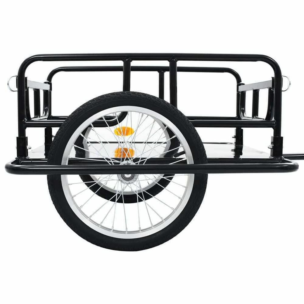 Foldable Heavy Duty Bicycle Cargo Trailer - 110lbs Capacity Steel Frame with Hitch for Hauling Luggage, Plants & Tools | Perfect for Camping, Gardening & Urban Commuting (Black)