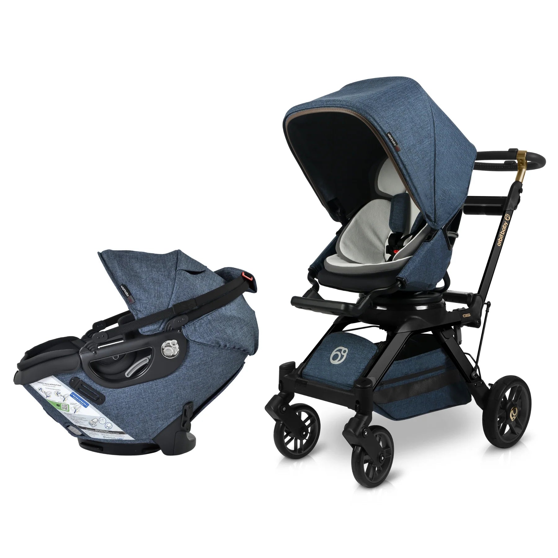 Orbit Baby Stroll & Ride Travel System - Lightweight Stroller & Car Seat Combo for Infants & Toddlers | Perfect for Air Travel, Shopping & Daily Outings