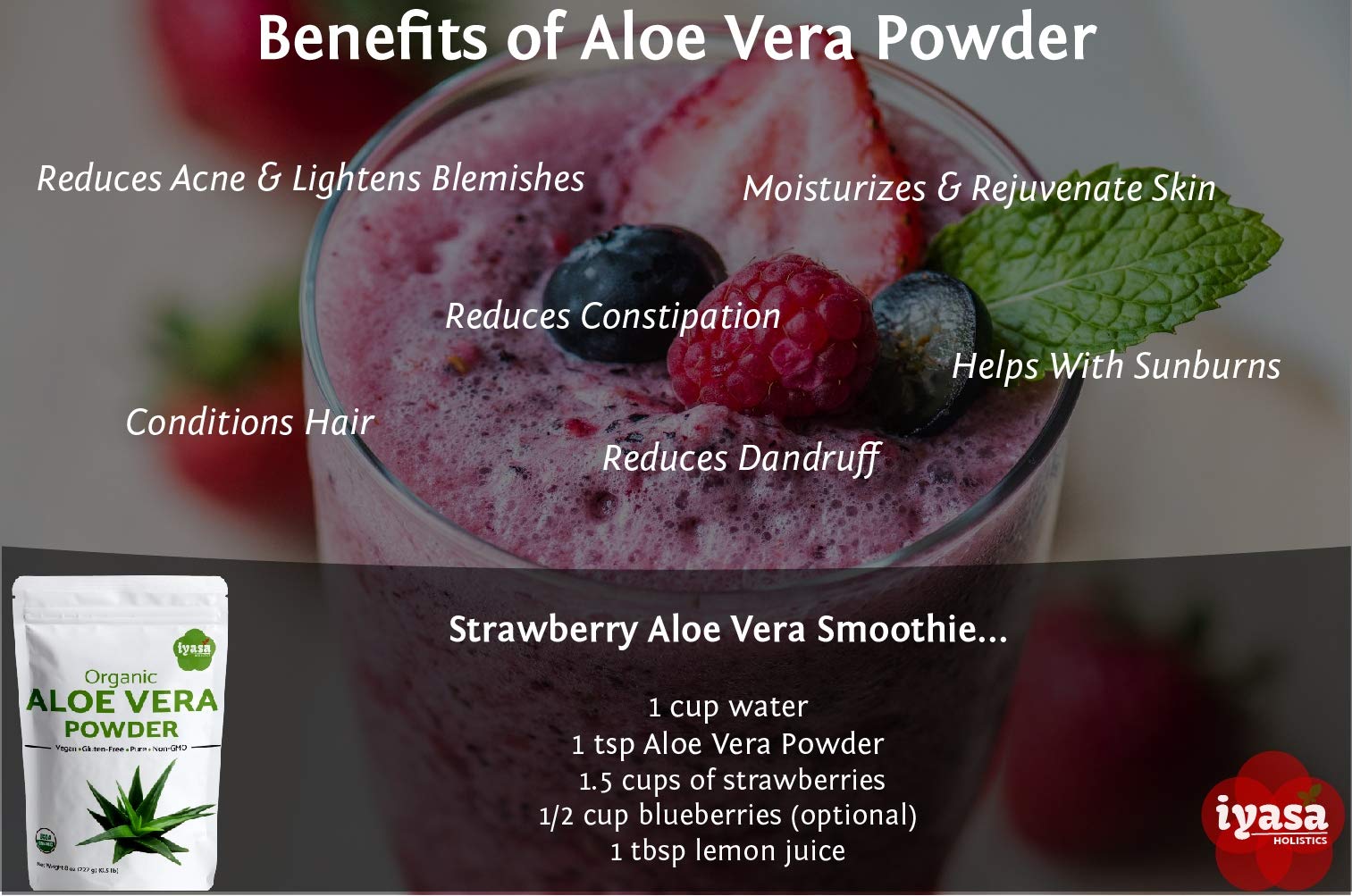 Organic Aloe Vera Leaf Powder (Aloe Barbadensis) - 4oz Resealable Pouch | Natural Hair Conditioner, Skin Moisturizer & Exfoliating Scrub | For DIY Face Masks, Hair Treatments & Body Care