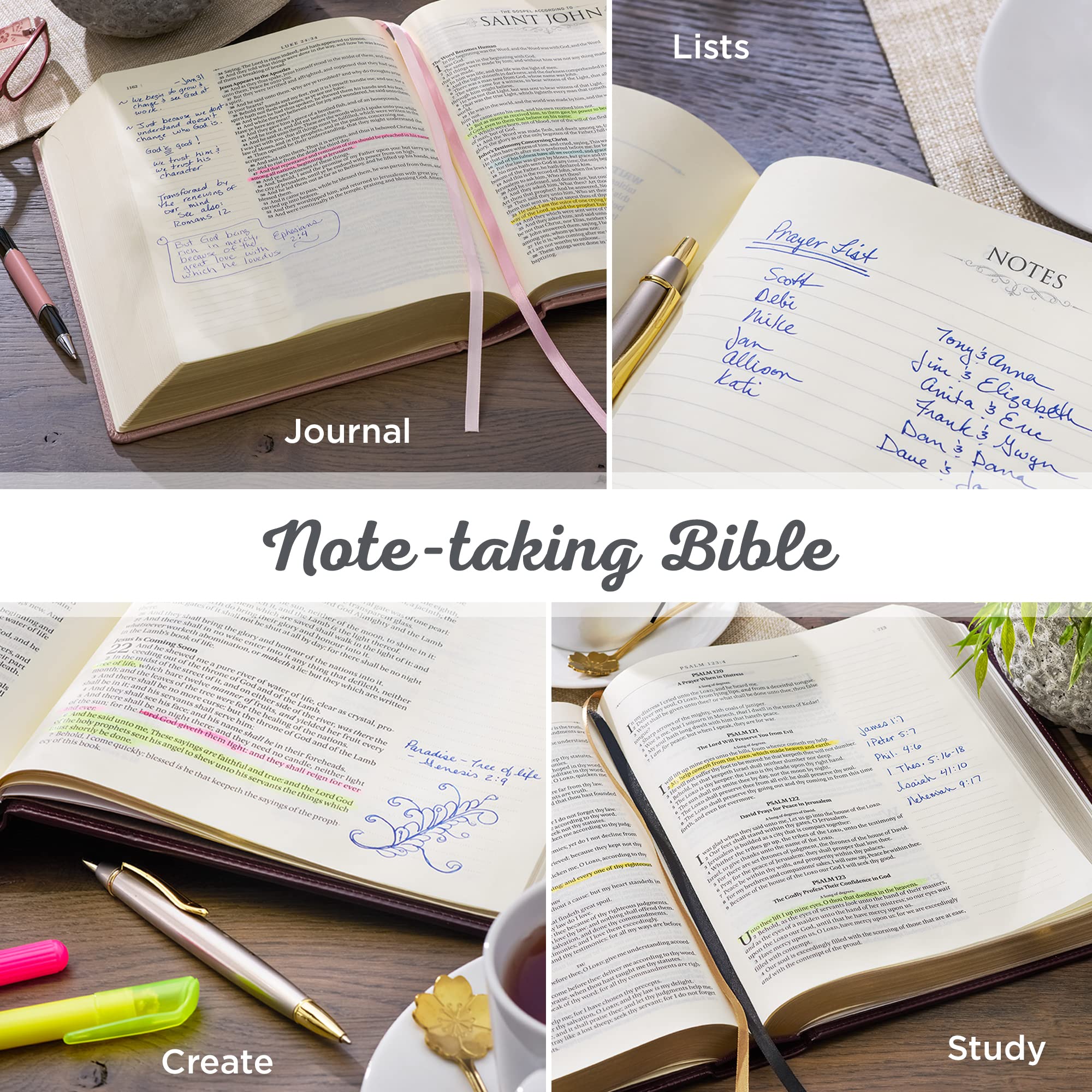 KJV Holy Bible - King James Version Note-Taking Bible with Faux Leather Hardcover in Brown & Pink | Perfect for Bible Study, Church Services & Personal Devotion