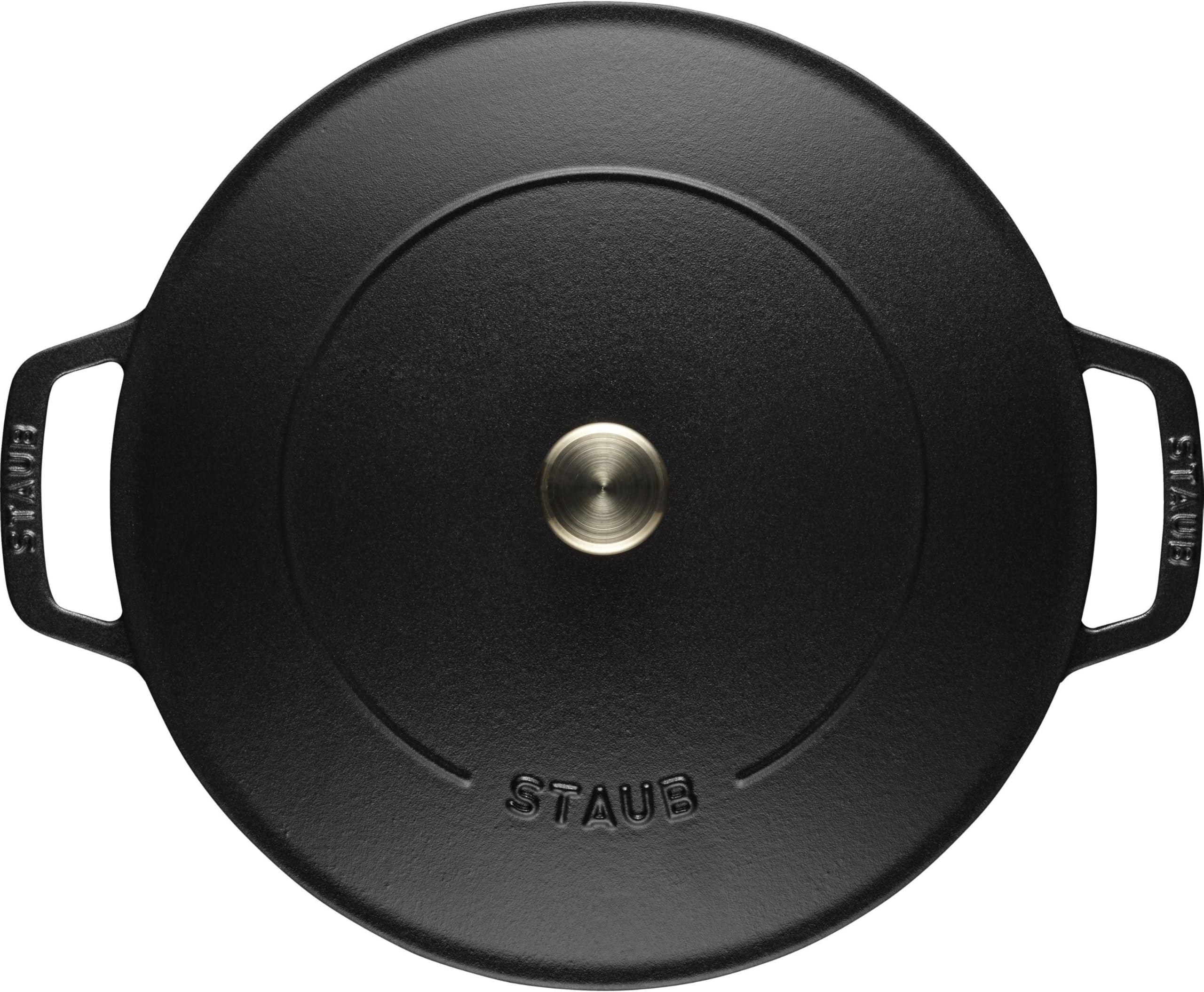Staub 40511 473/0 Chistera Black 24 cm Cast Iron Dutch Oven – Perfect for Braising, Stewing & Baking at Home