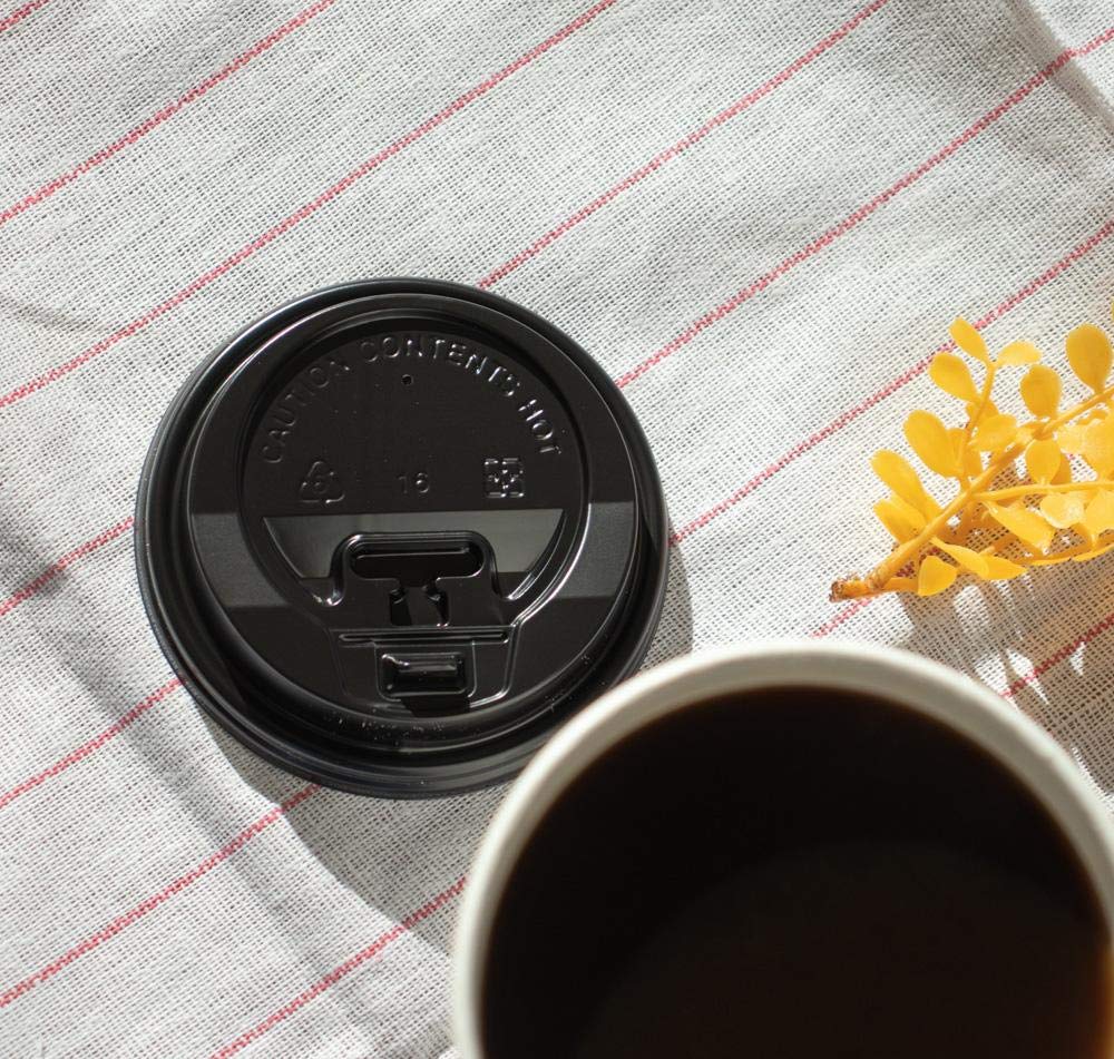 1000-Count Black Flip Top Lids for 12/16/20 oz Paper Coffee Cups | Spill-Proof & Leak-Proof Design | Perfect for Coffee Shops, Offices & Takeout | Hot Cup Factory