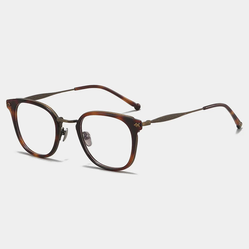 Stylish Unisex Black Titanium Acetate Square Eyeglasses - Lightweight & Durable Full-Rim Frames for Work, Reading & Fashion (Model 945928)