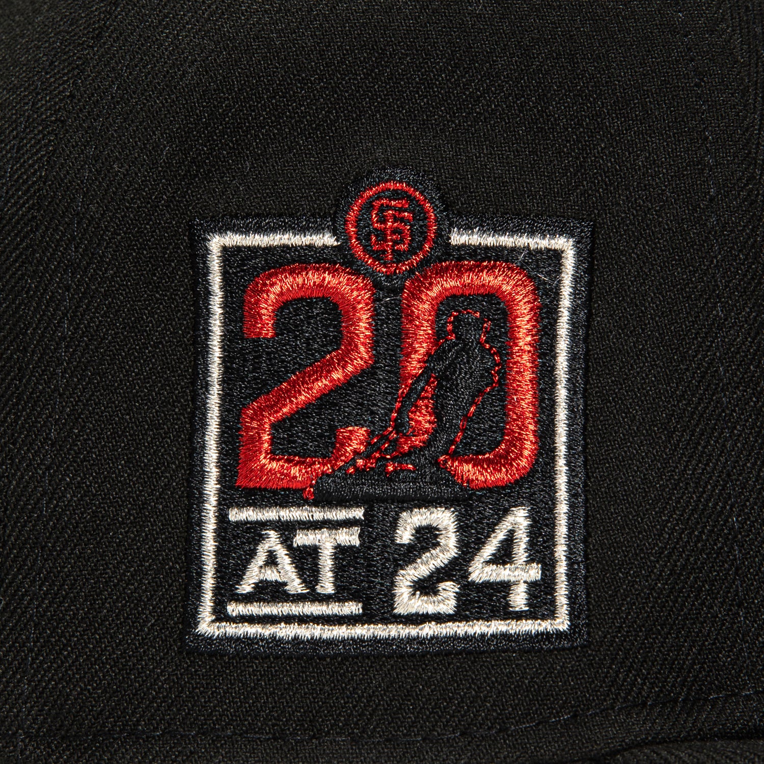 New Era 59Fifty San Francisco Giants 20th Anniversary Patch Snapback Hat - Black, Metallic Silver, Red - Perfect for Baseball Games, Fan Collections & Streetwear Fashion