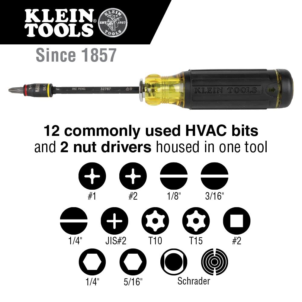 14-in-1 Multi-Bit Screwdriver Set with Magnetic Tips - Phillips, Slotted, Square & Nut Drivers - Heavy Duty Impact Rated Tool Kit for Home Repair, Automotive & DIY Projects