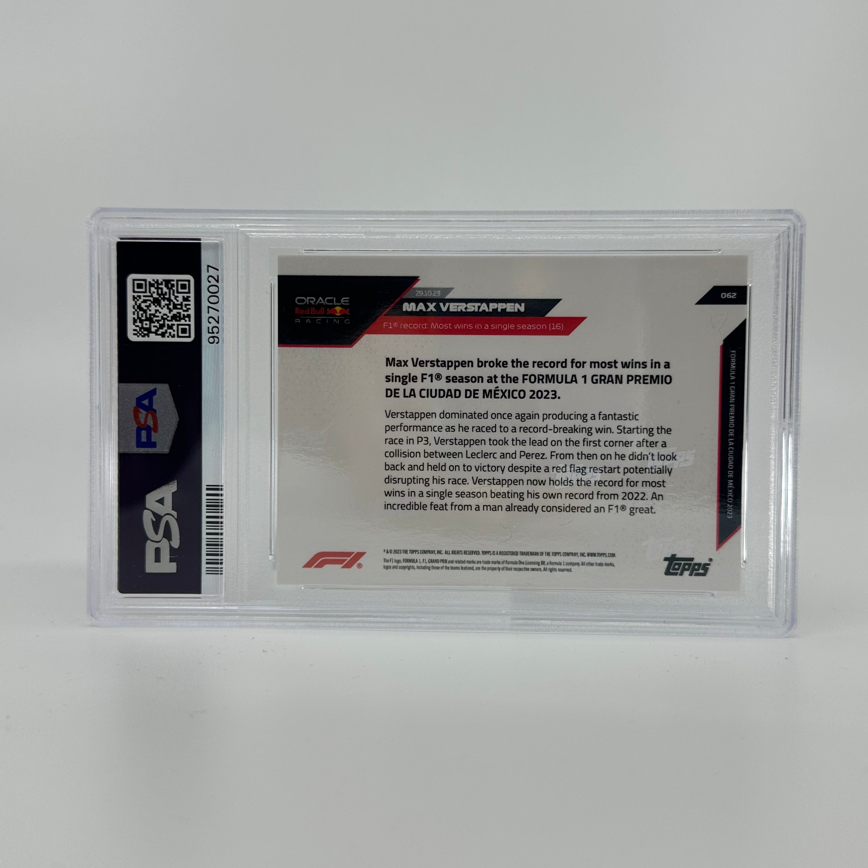PSA 10 Graded 2009-2010 Max Verstappen #62 Blue Parallel Rookie Card - Perfect for F1 Collectors & Racing Memorabilia Displays