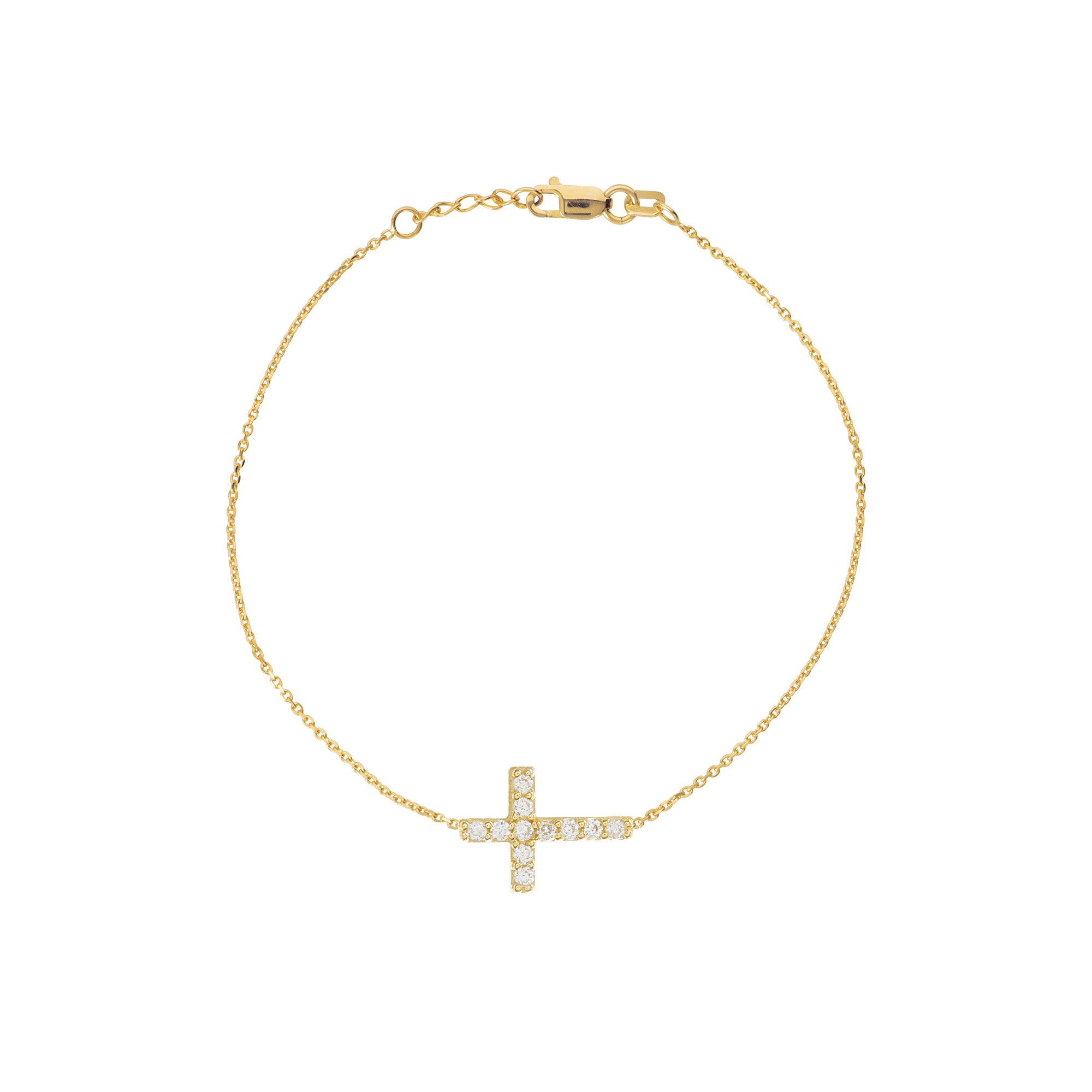 Mini Sideways CZ Cross Pendant Necklace - Elegant Cubic Zirconia Jewelry for Women, Perfect for Everyday Wear, Parties & Special Occasions