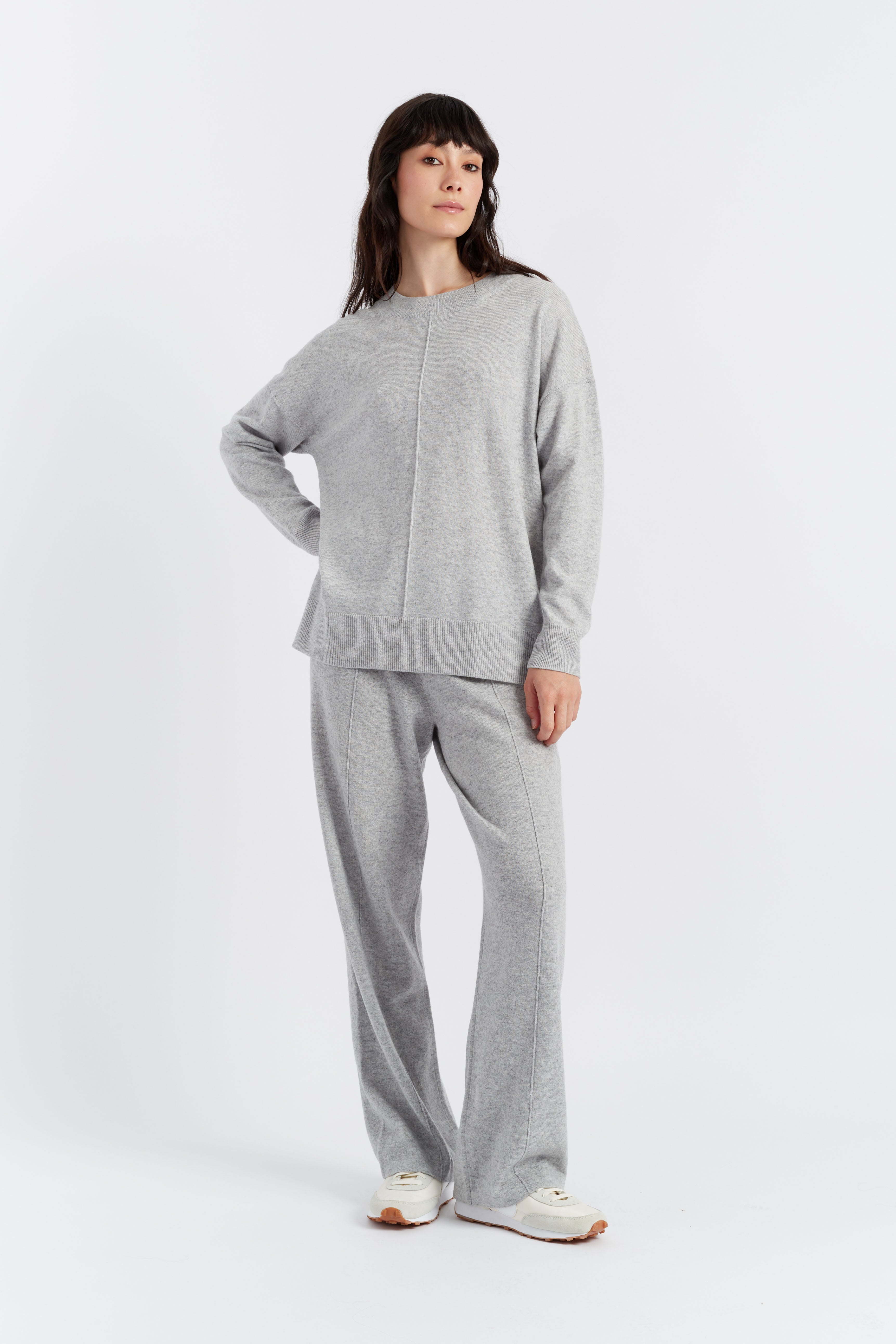 Light Grey Wool Cashmere Oversized Slouchy Sweater for Women - Soft & Cozy Winter Pullover for Casual Outfits & Lounge Wear