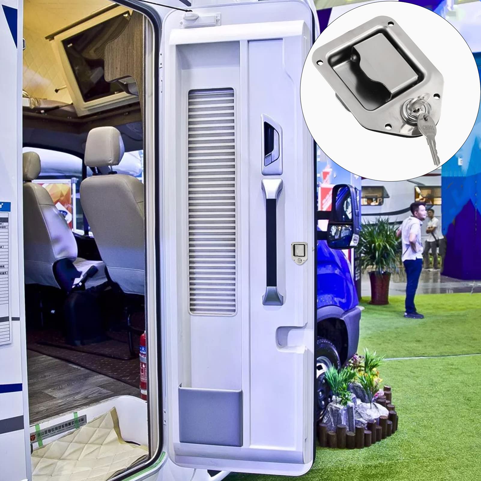 DOITOOL Stainless Steel RV & Truck Toolbox Lock - Heavy Duty Camper Door Lock for Travel Trailers, Trucks, and Trailers - Secure Your Vehicle Toolbox, Camper Door & Travel Trailer (Perfect for Outdoor Adventures, Road Trips & RV Camping)