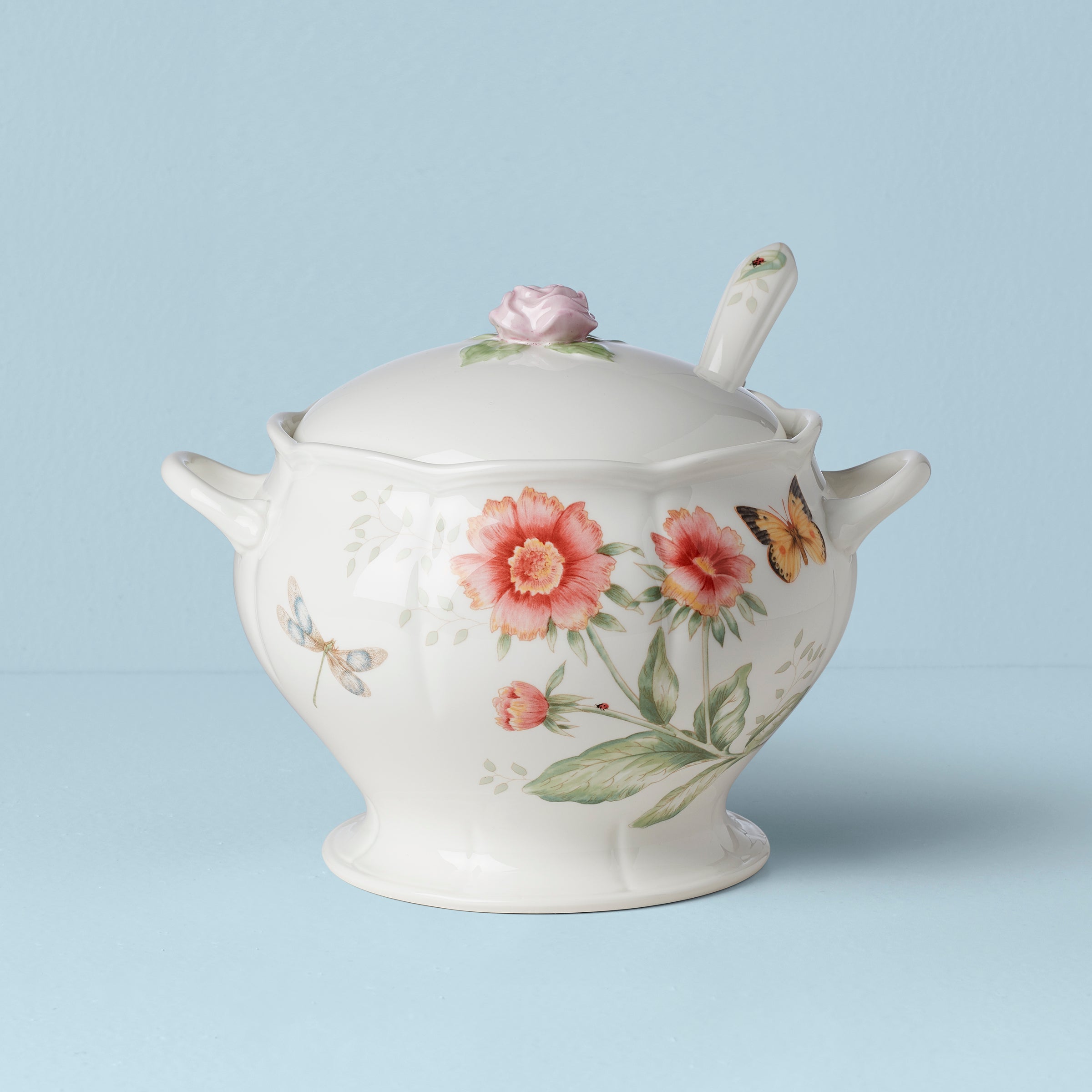 Butterfly Meadow 2-Piece Ceramic Tureen & Ladle Set - Elegant Serving Bowl for Soups, Stews & Salads - Perfect for Dinner Parties, Family Gatherings & Holiday Meals