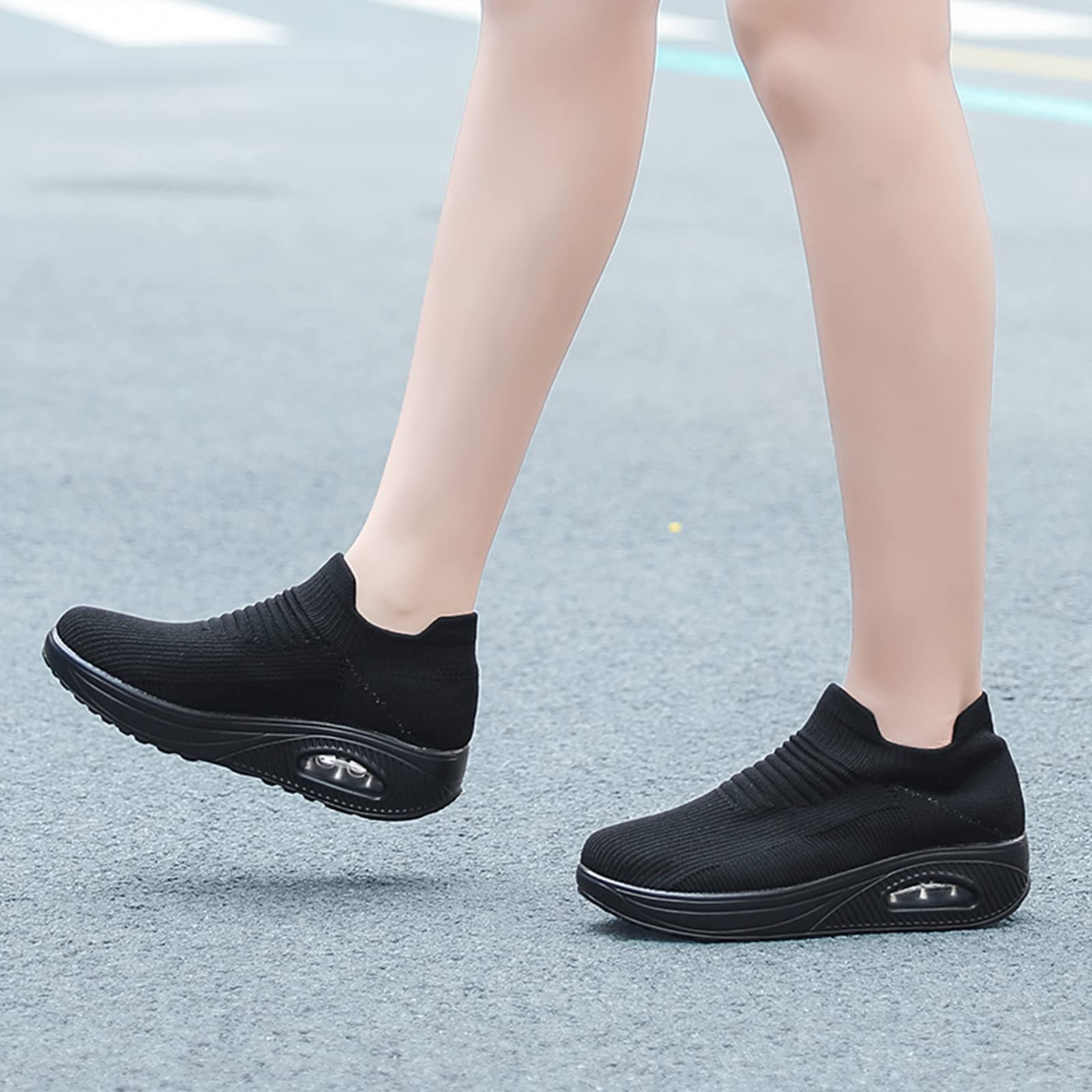 Breathable Women's Air Cushion Slip-On Sneakers - Orthopedic Diabetic Walking Shoes with Comfortable Sock Liner | Lightweight Casual Shoes for Walking, Travel & Work | Ideal for Nurses, Teachers & Seniors | Perfect for Hospital Shifts, Classroom Teaching, Daily Errands & All-Day Comfort