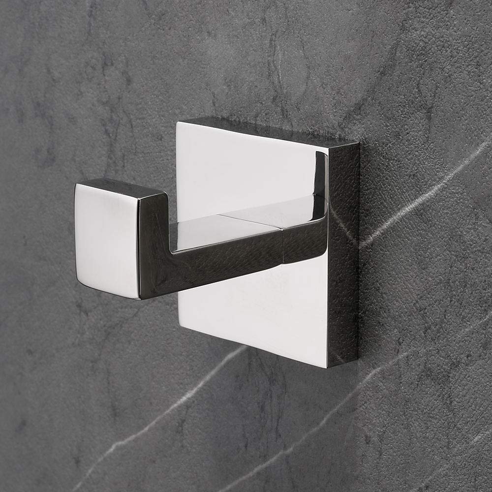 Stainless Steel Wall Mounted Bathroom Towel Hook - 304 Chrome Finish Towel Hanger & Robe Hook for Bathroom, Kitchen, Bedroom - Durable Coat Hanger for Home & Hotel Use