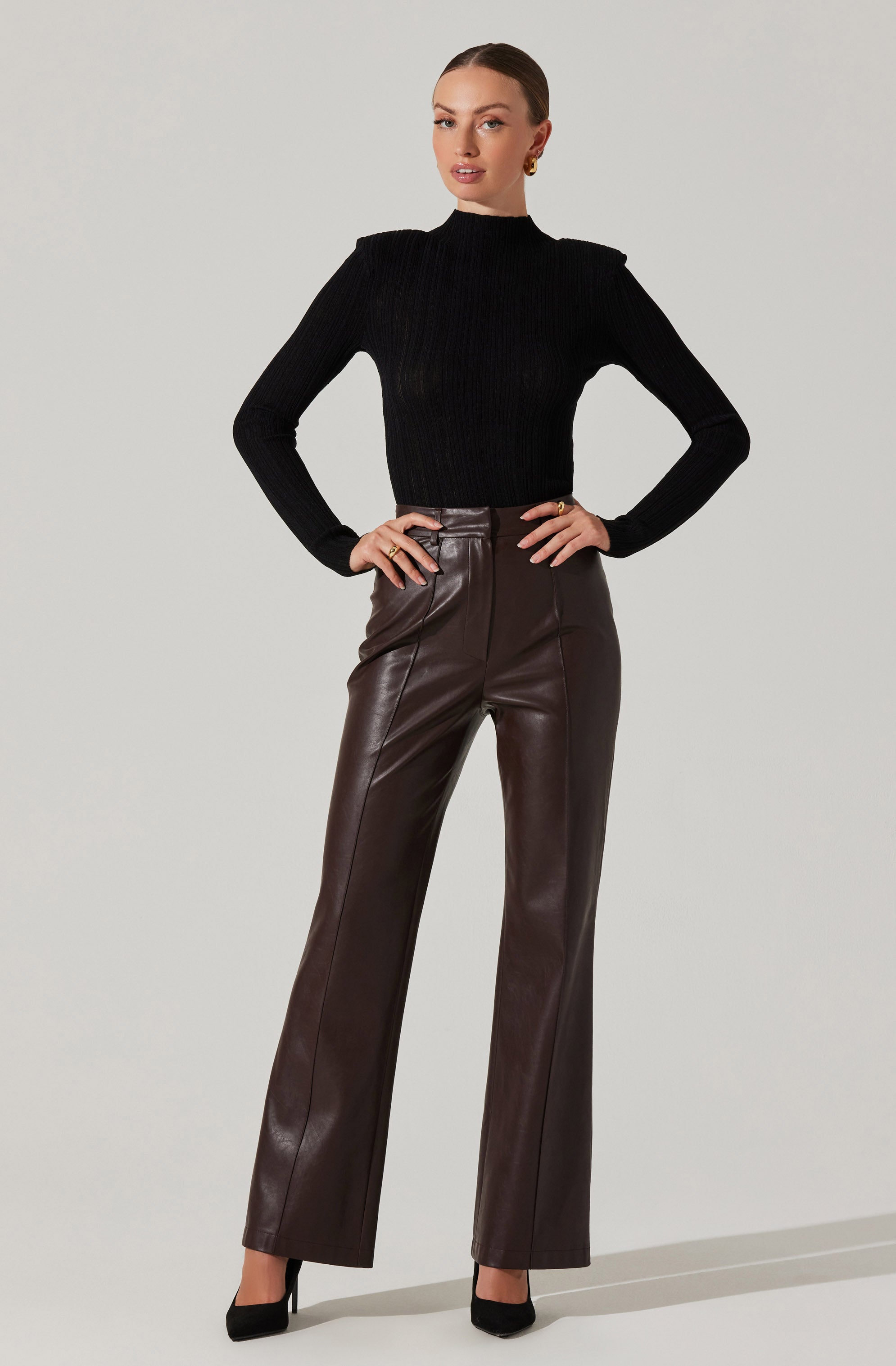 Roslin Ribbed Mock Neck Sweater for Women - Cozy Winter Knit Pullover - Perfect for Casual Outfits, Office Wear & Holiday Gatherings
