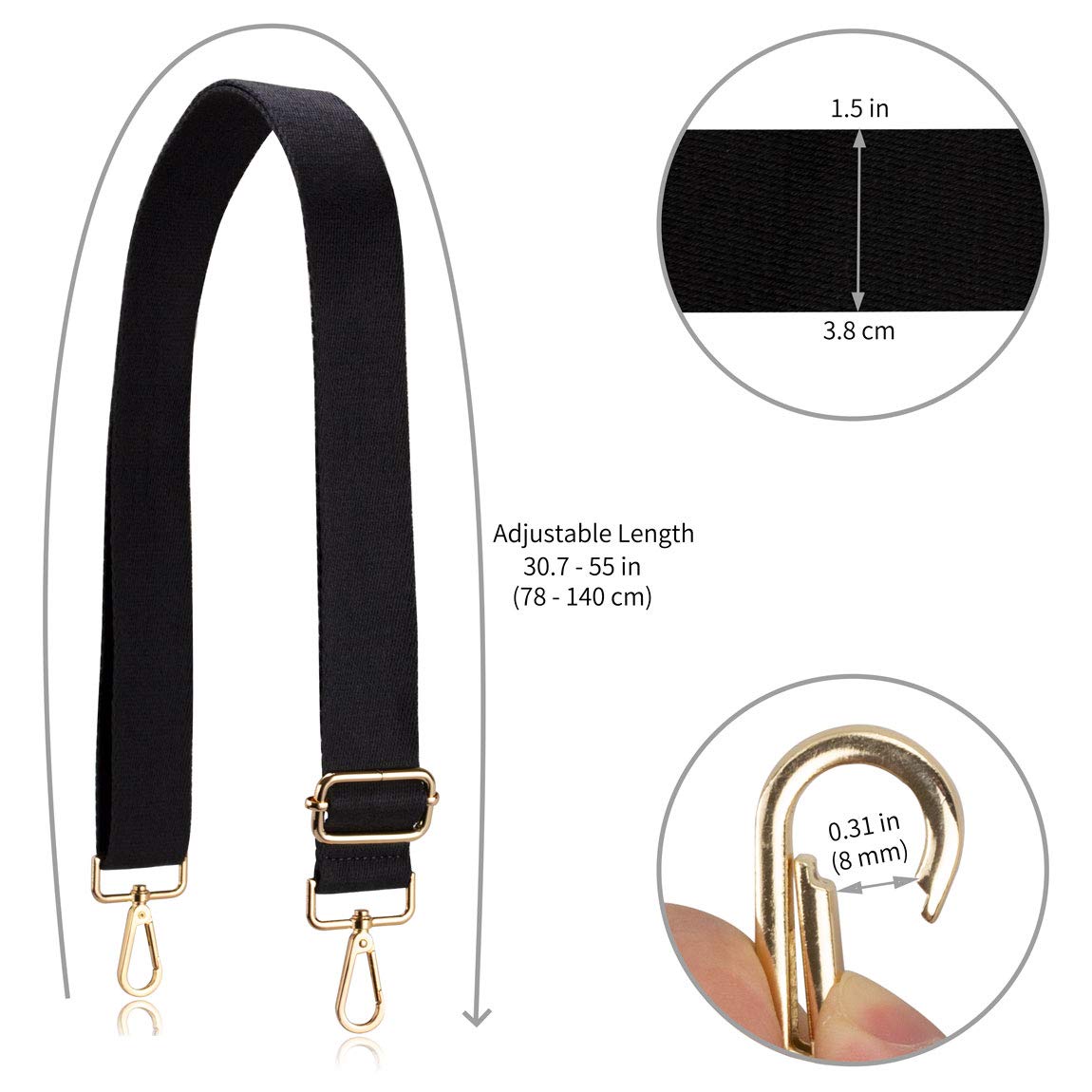 Allzedream Adjustable Crossbody Bag Strap - Soft & Comfortable Replacement Purse Shoulder Strap for Women - Perfect for Travel, Shopping & Daily Use
